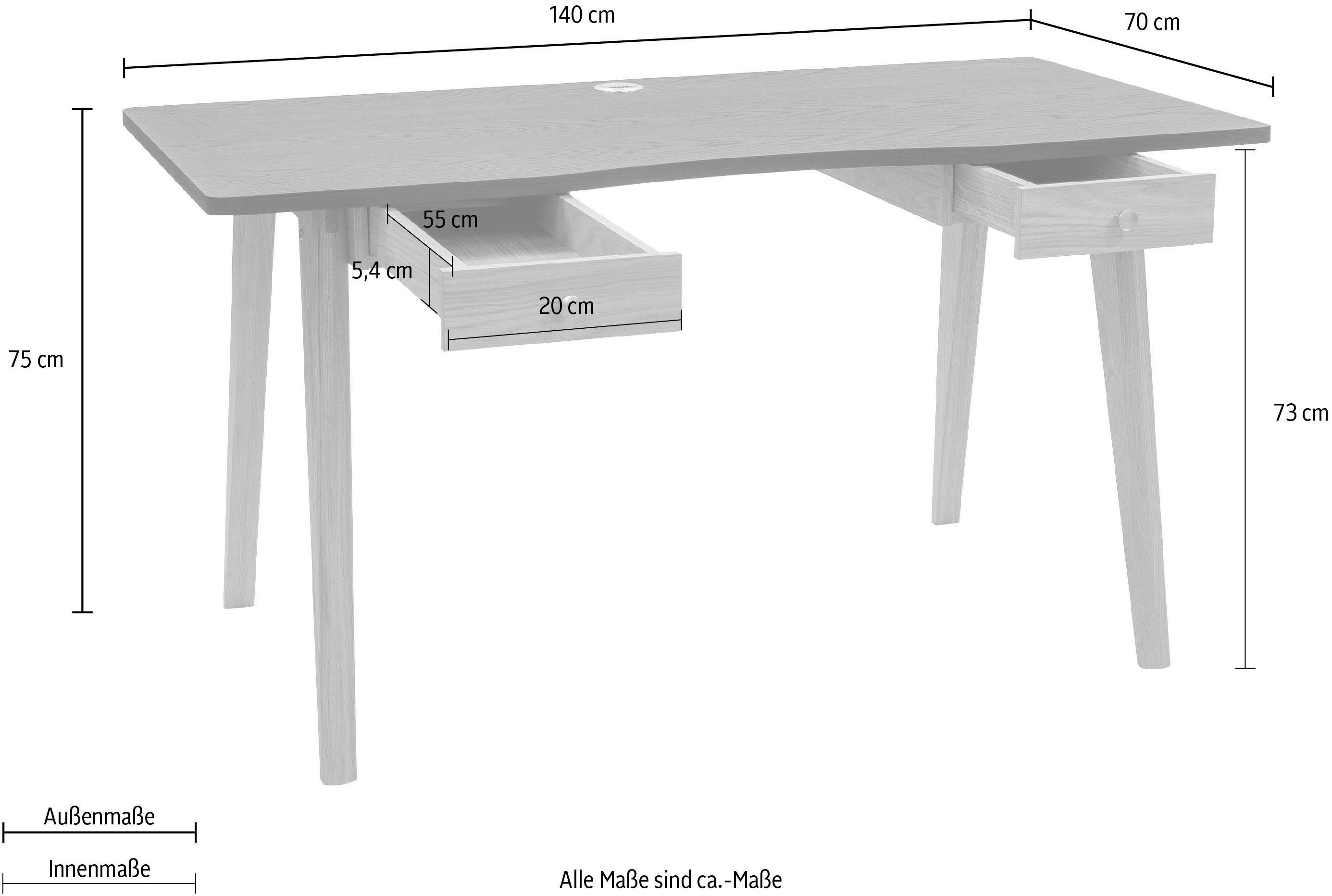 Woodman Bureau Peer in scandinavisch design, tafelpoten van massief eiken