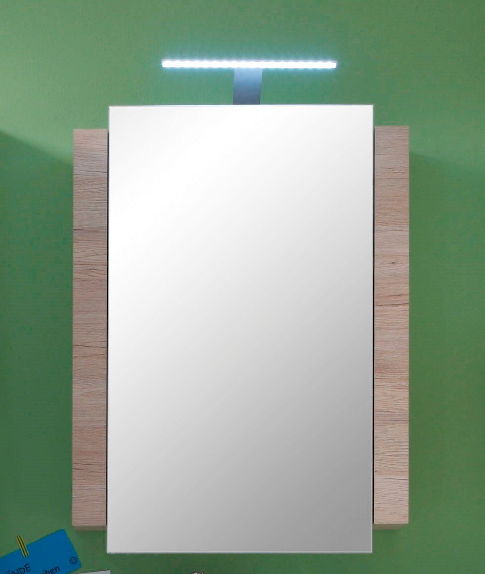 welltime Spiegelkast Colmar mat echt-hout-look inclusief ledverlichting, bxhxd: ca. 60-80-15 cm(2 st