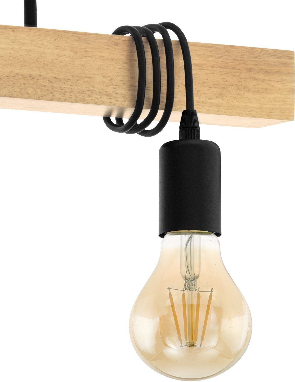 EGLO Hanglamp TOWNSHEND zwart, bruin / l70 x h110 x b10,5 cm / vintage / retro / eettafel