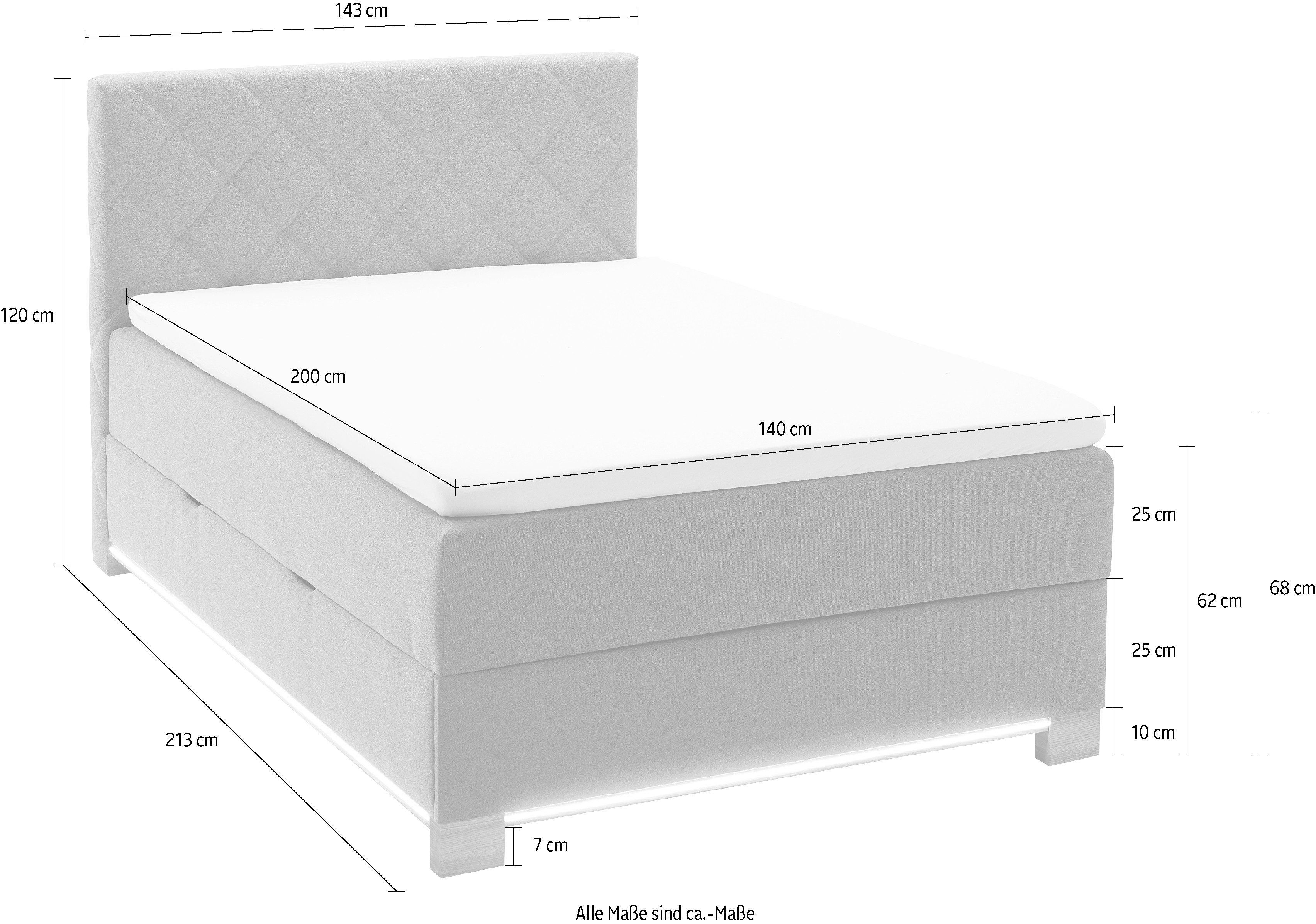 meise.möbel Boxspring Messina met bedkist, ledverlichting en topmatras