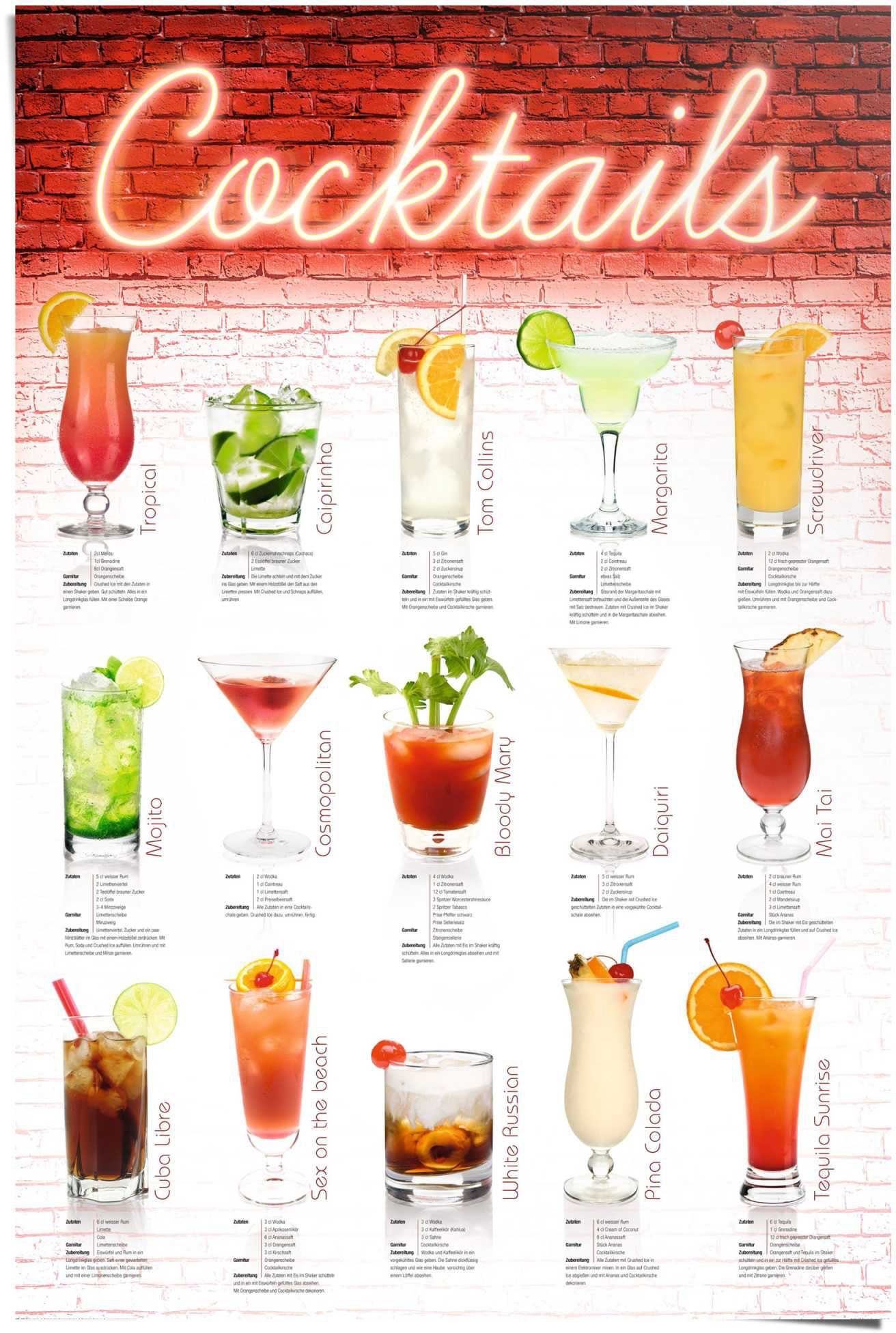 Reinders! Poster Cocktails Rezepte (1 stuk)