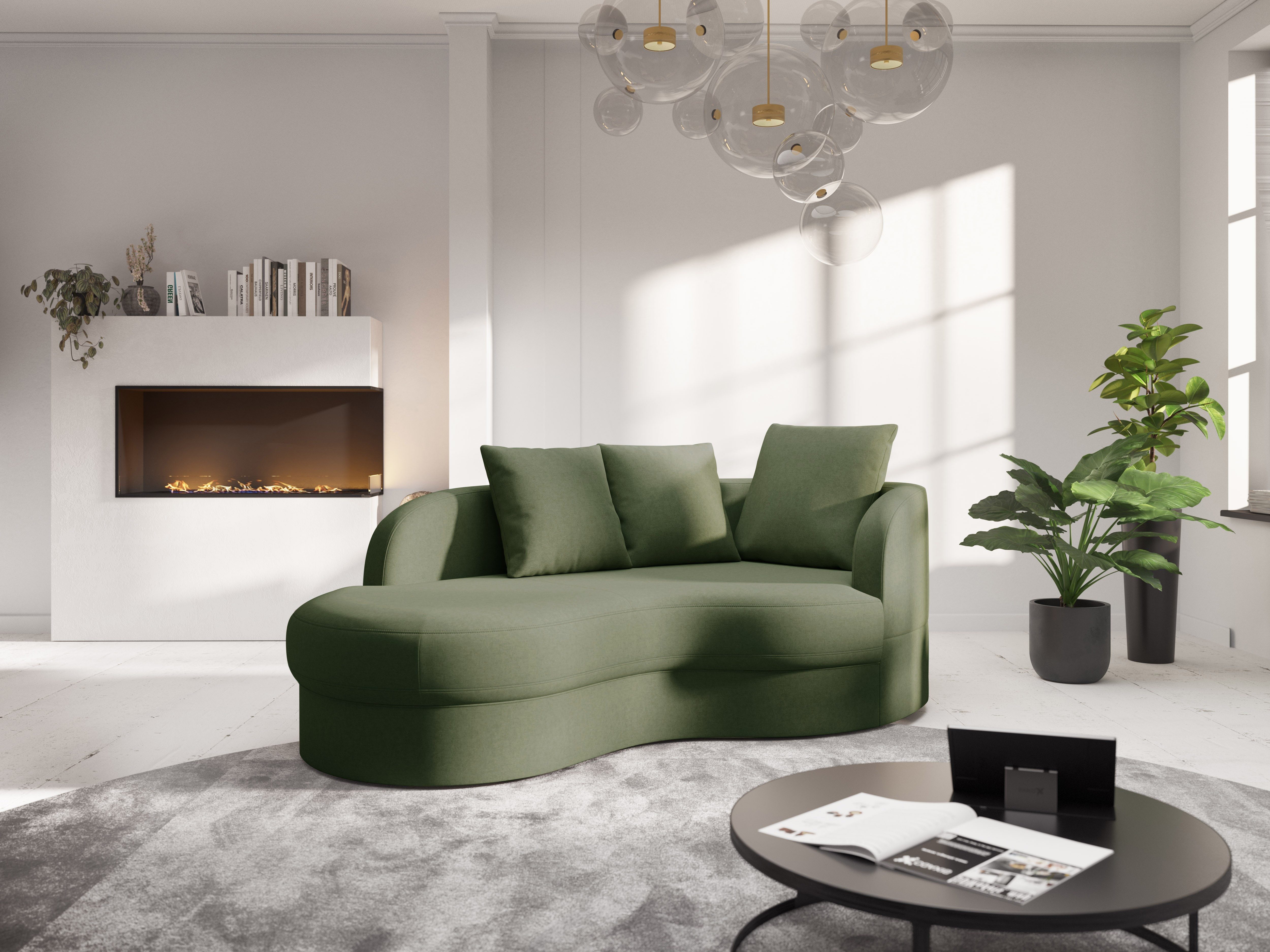 sit&more Récamier Samba moderne organische vorm, inclusief 3 losse rugkussens groen, chaise longues