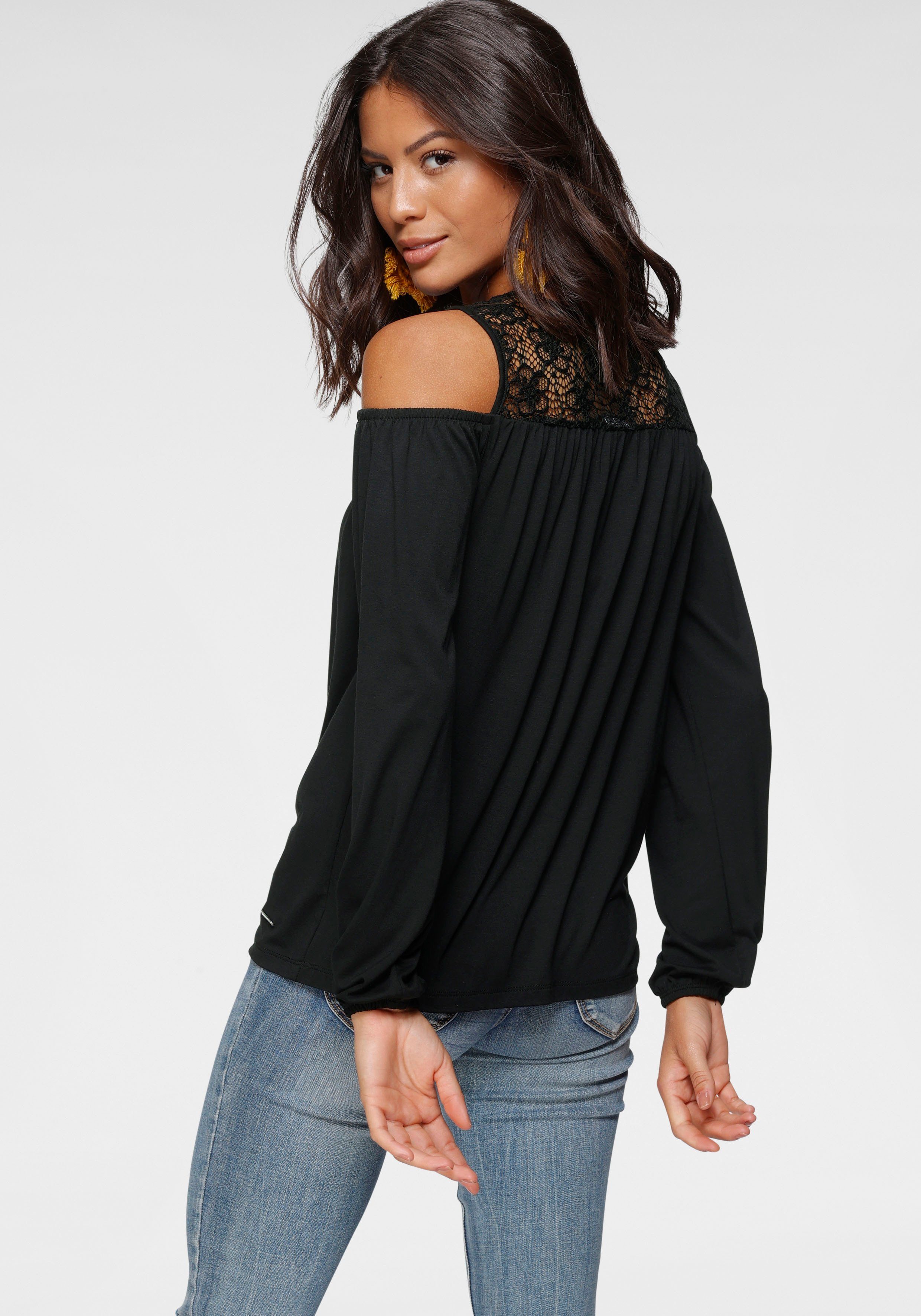 Laura Scott Shirt met lange mouwen casual gesneden, elastisch materiaal, elastiek aan de mouwafsluiting