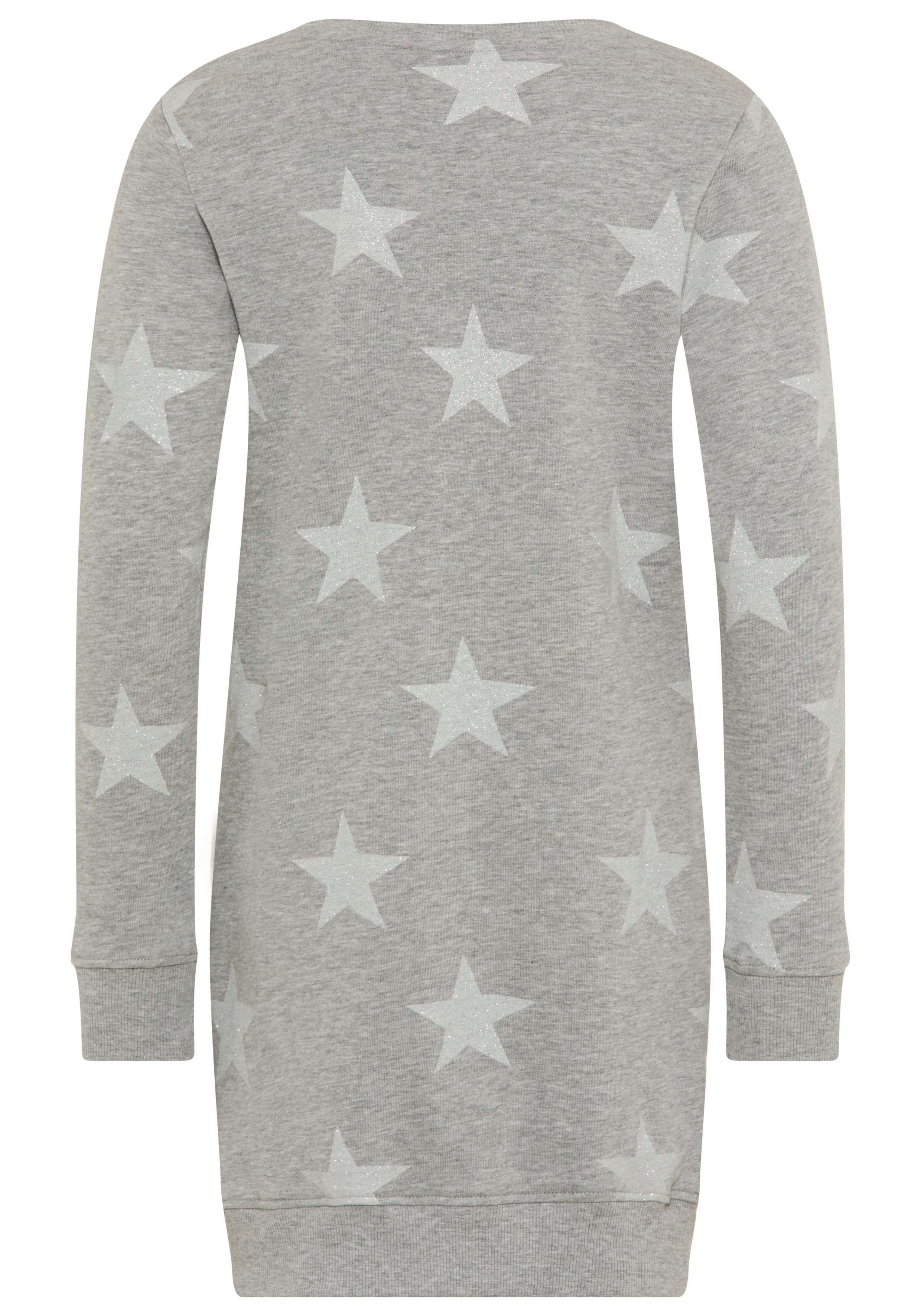 KIDSWORLD Sweatjurk Sterren-allover jurk voor dagelijks gebruik, ca. halverwege bovenbeen lengte, sportieve touch