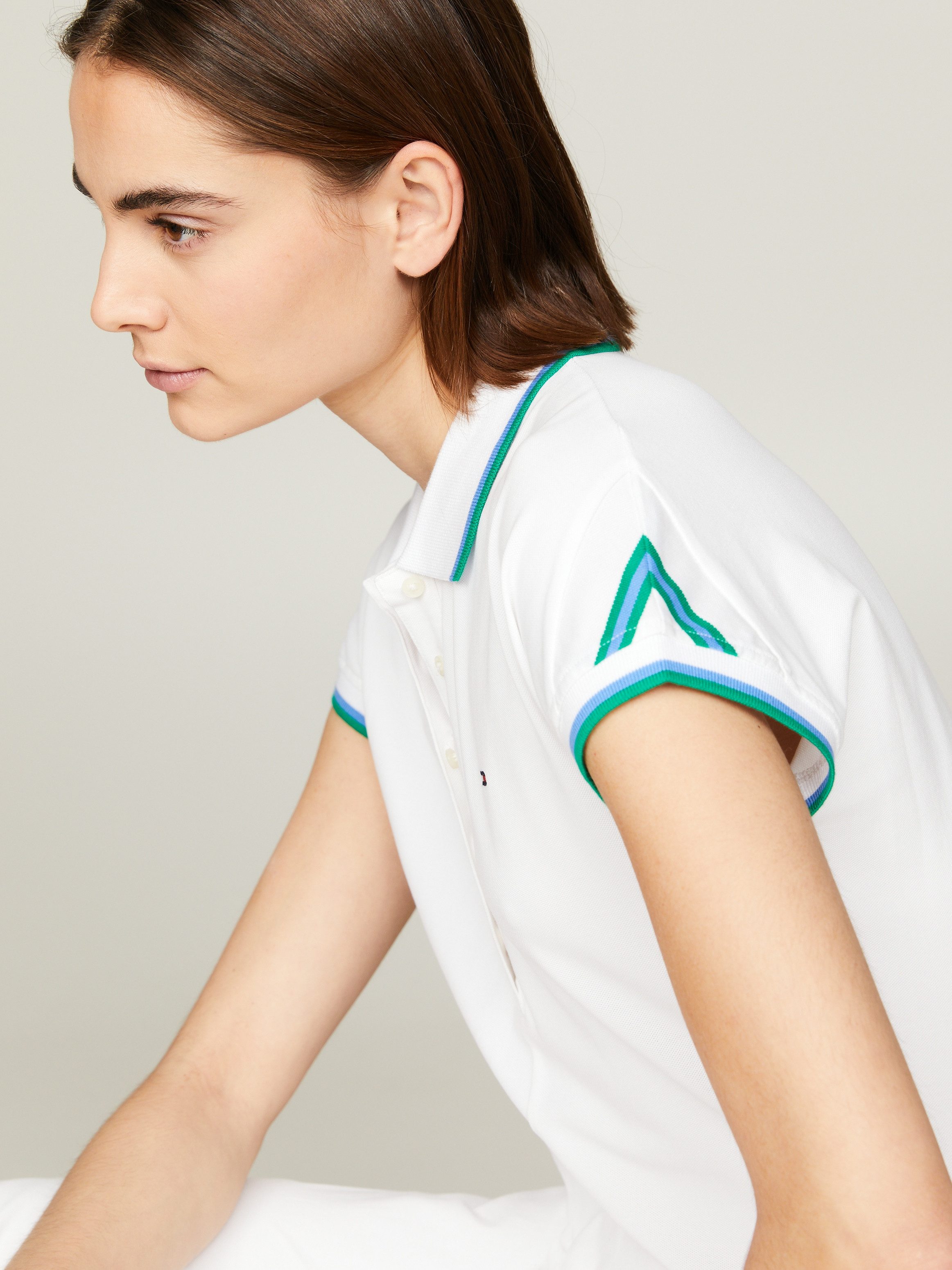 Tommy Hilfiger Polojurk F&F STP SLV KNEE POLO DRESS met contrastkleurige inzetten
