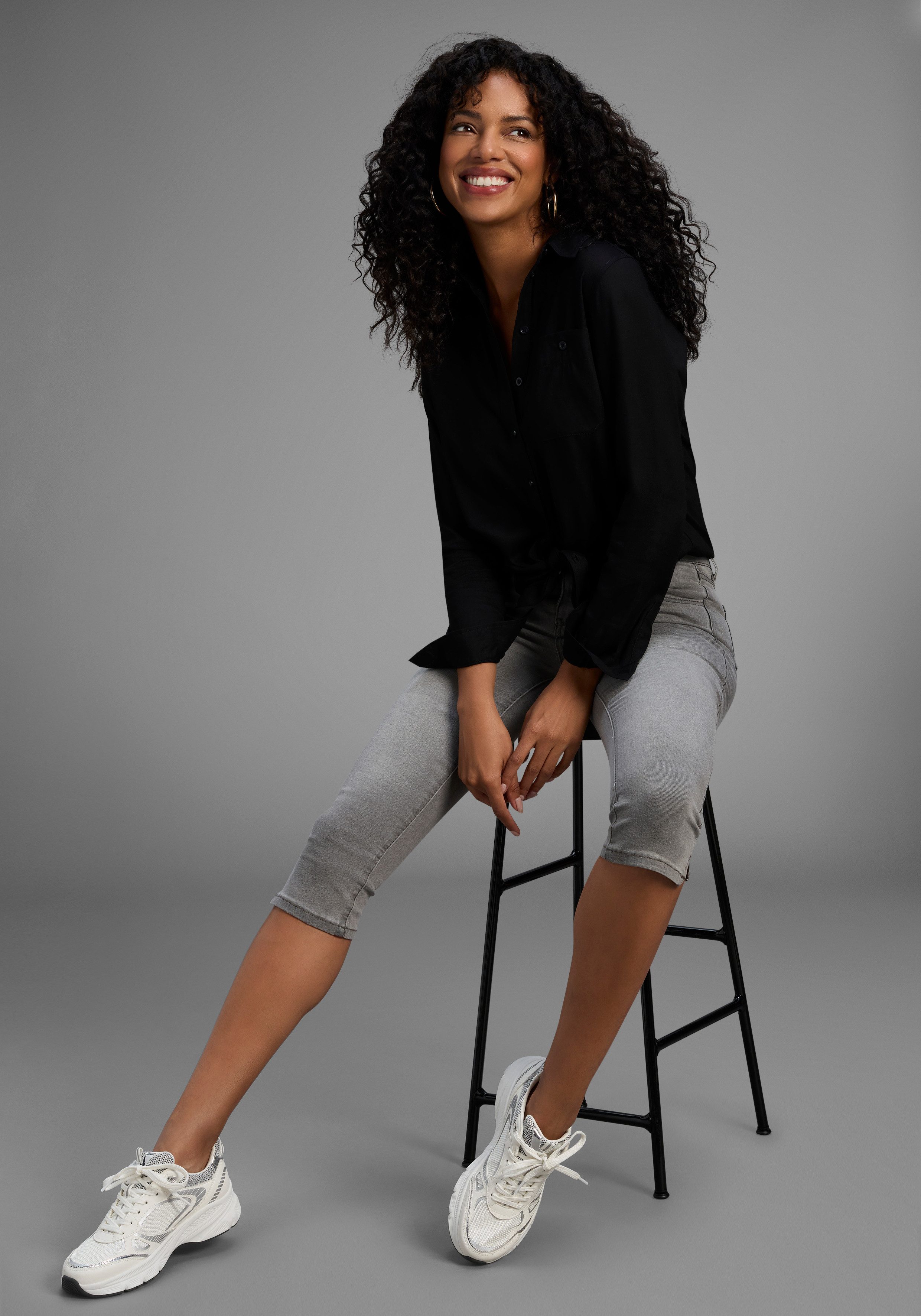 Arizona Capri jeans Ultra Stretch extra-strakke snit, modieuze beenafsluiting met split