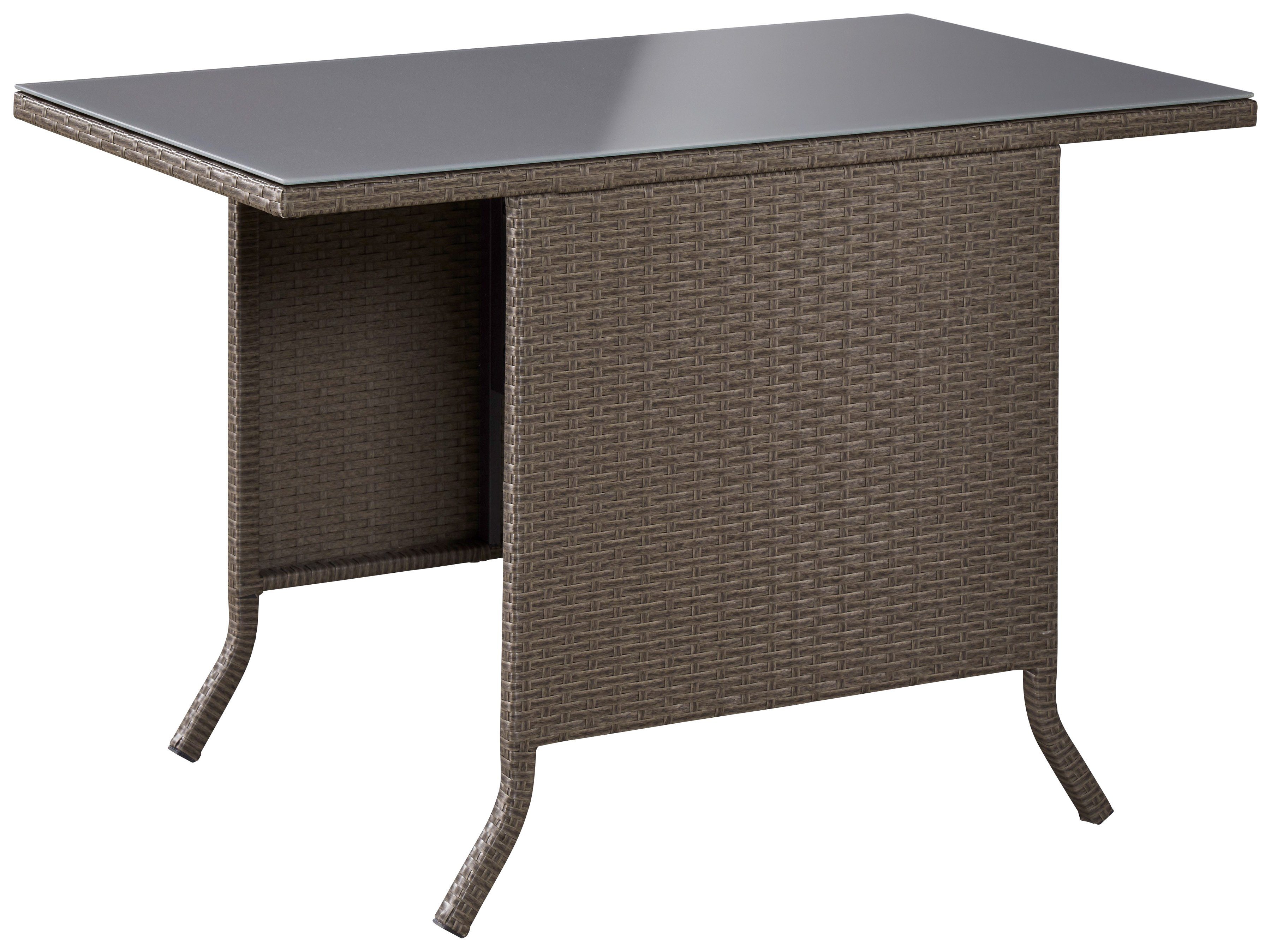 KONIFERA Tuin-eethoek Milaan Tafelblad van veiligheidsglas (set, 7-delig)