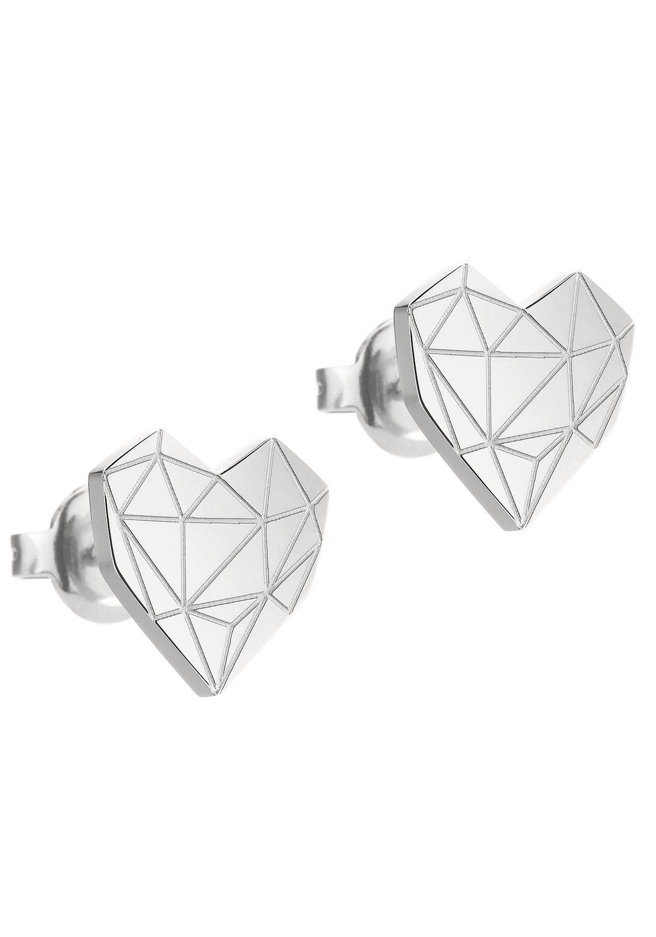Liebeskind Berlin Paar oorstekers Sieraad cadeau roestvrijstalen oorbellen hart, LJ-0307-E-11, LJ-0308-E-11 dames oorbellen zilver(kleur)