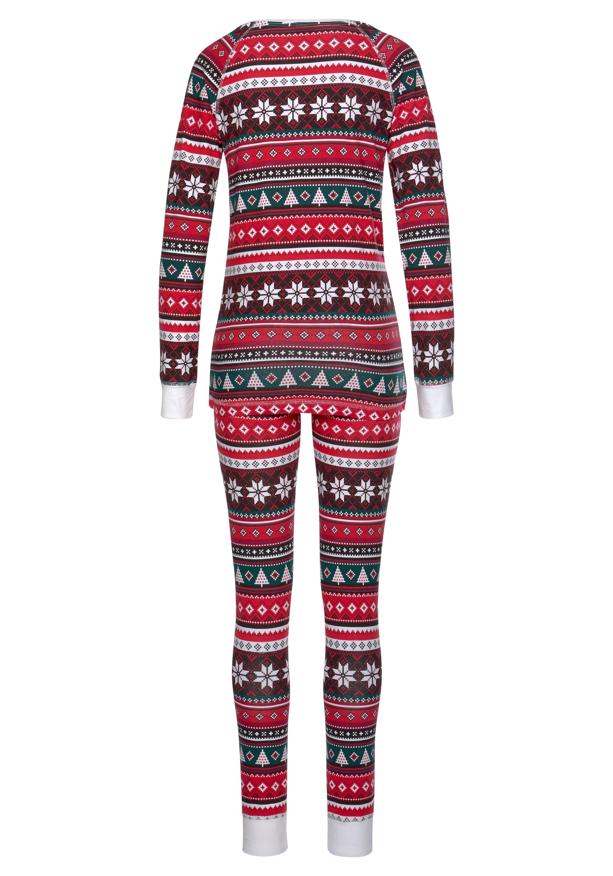 Lascana Pyjama met kerstachtig motief (2-delig, 1 stuk)