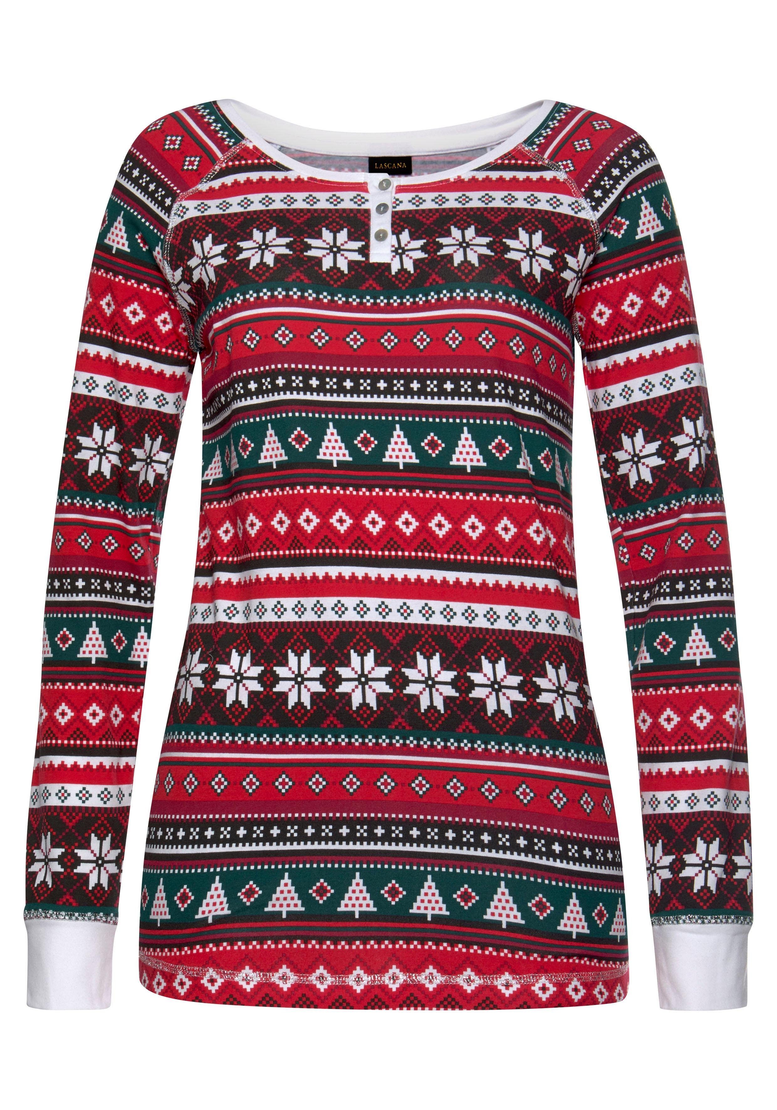 Lascana Pyjama met kerstachtig motief (2-delig, 1 stuk)