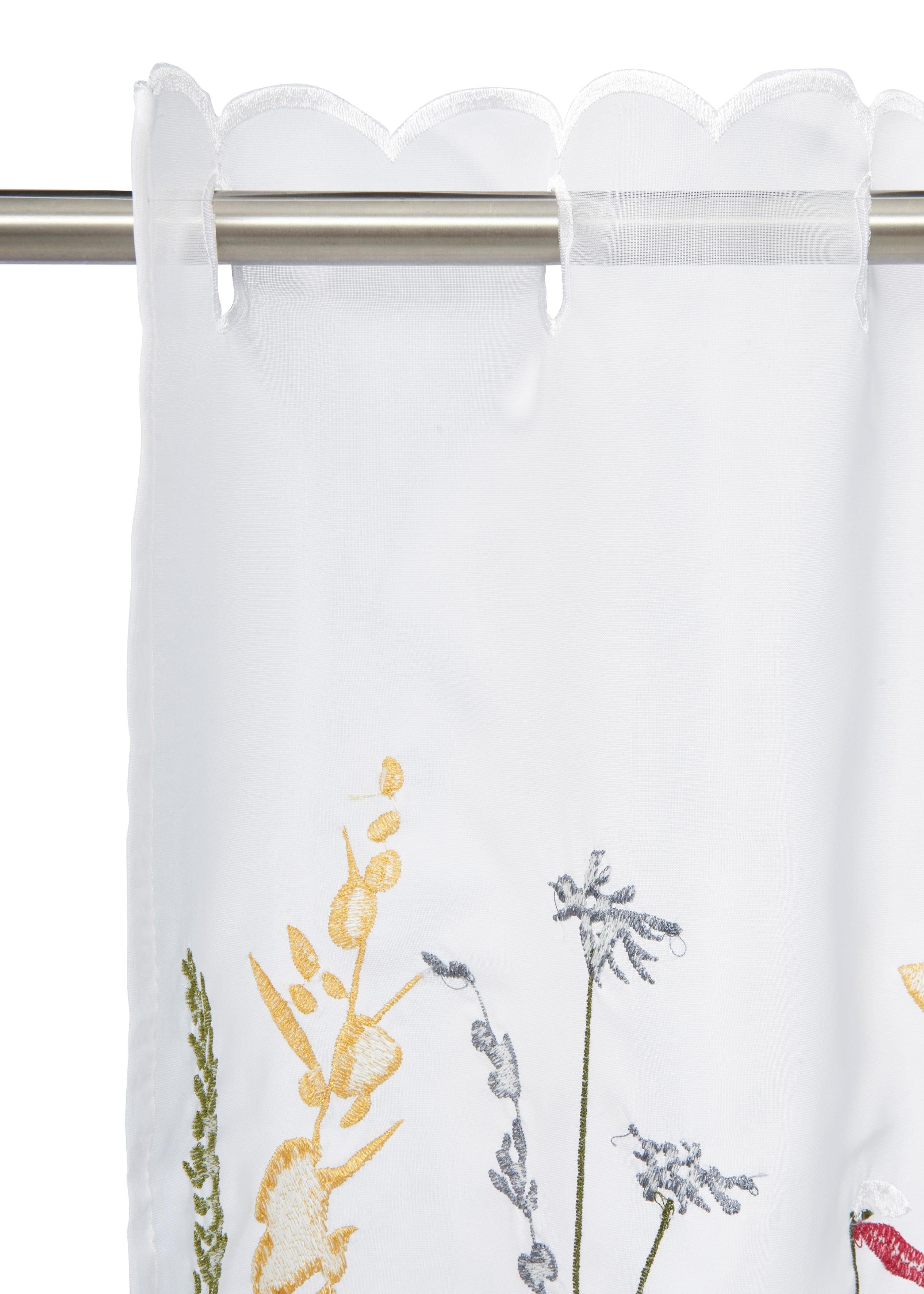 Home affaire Valletje Bille transparant, met aan één zijde geborduurde bloemen, wasbaar (1 stuk)
