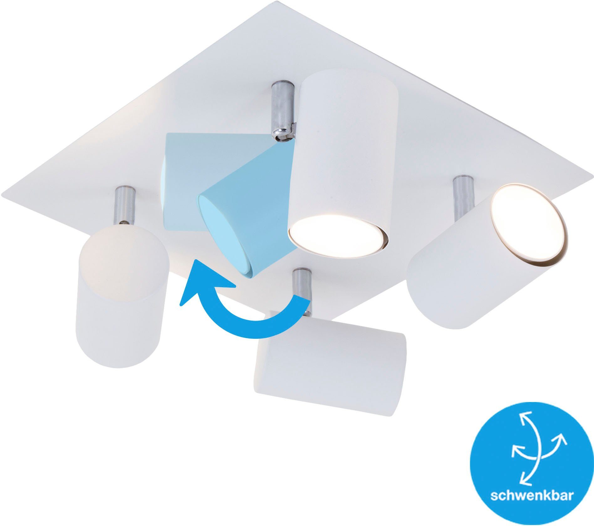 Briloner Leuchten Ledplafondspots 2857046 Run Plafondlamp, 26,5x26,5x12,3 cm, wit, max. 40W, GU10, woonkamer, gang