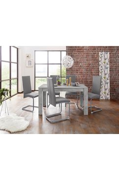 homexperts eethoek nitro tafel - breedte 140 cm + 6 stoelen (set, 7-delig) grijs