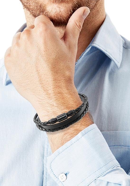 s.Oliver Leren armband 2022637 met zirkoon (synthetisch)