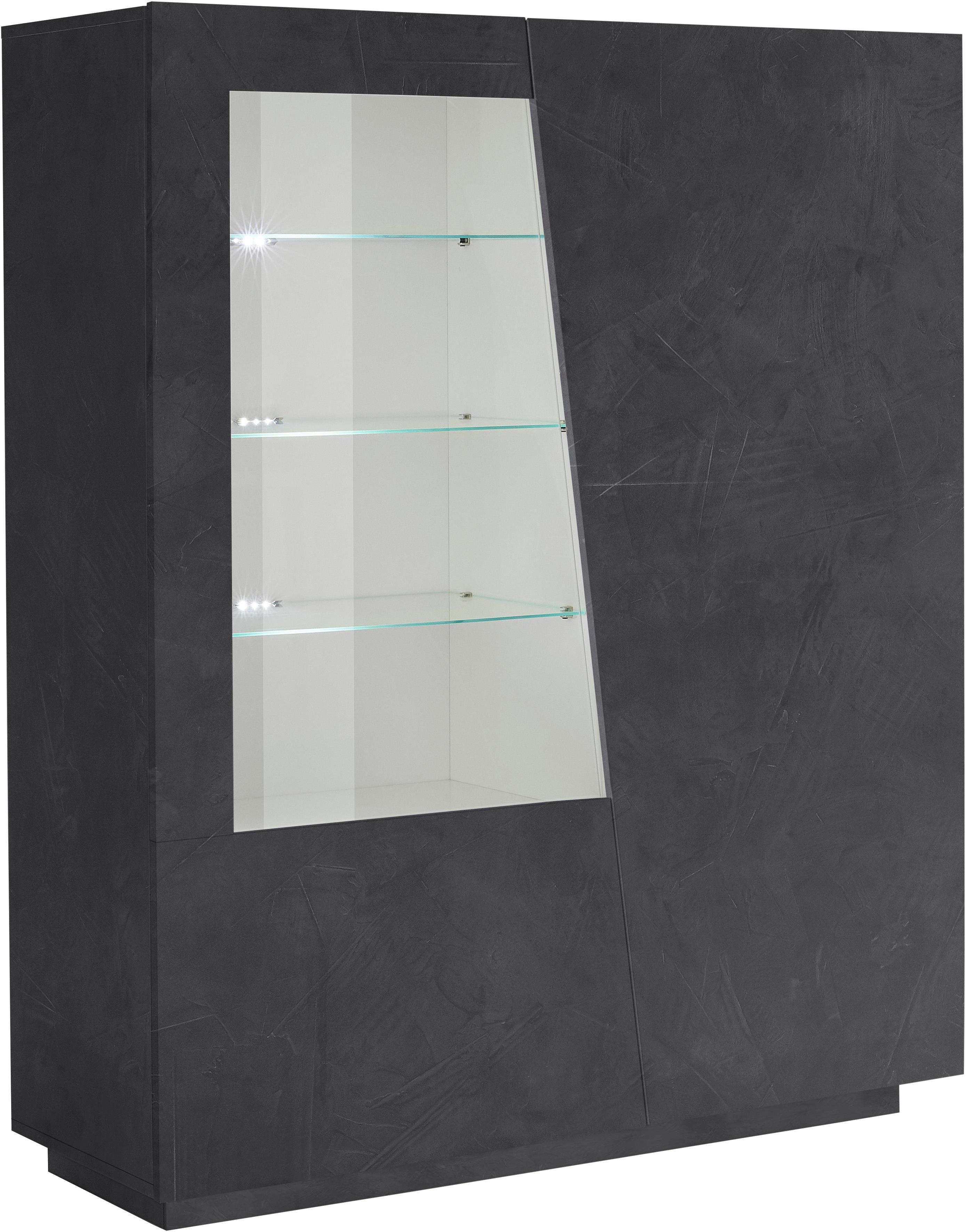 INOSIGN Highboard Vega, hoge kast, hoge kommode, kast met 2 deuren met glazen inzet, hoogte 146 cm