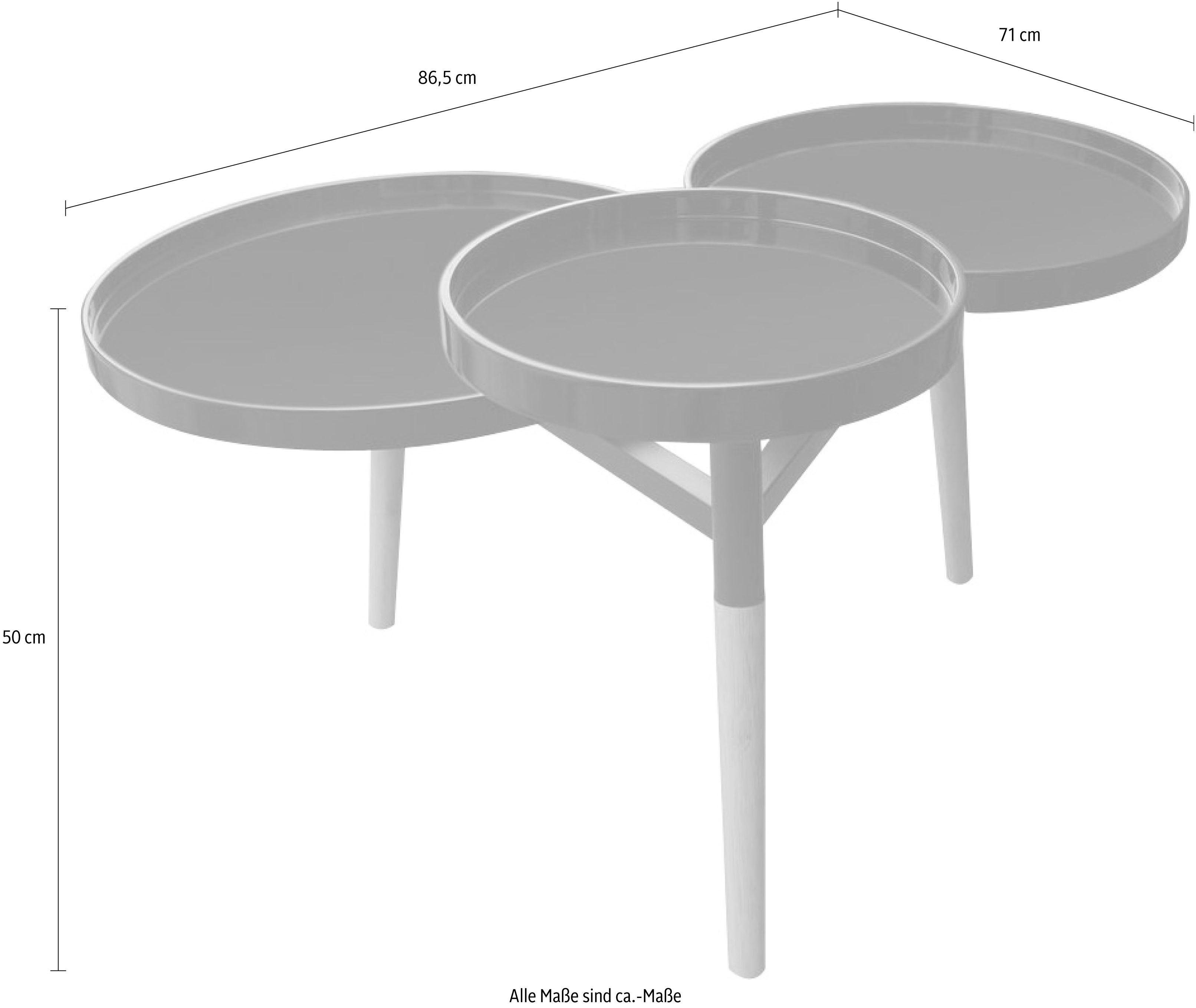 Kayoom Bijzettafel Butler 110, aantrekkelijke bijzettafel Diameter van de ophangvlakken: 49,5/39,5/30 cm, gladde vlakken (1 stuk)