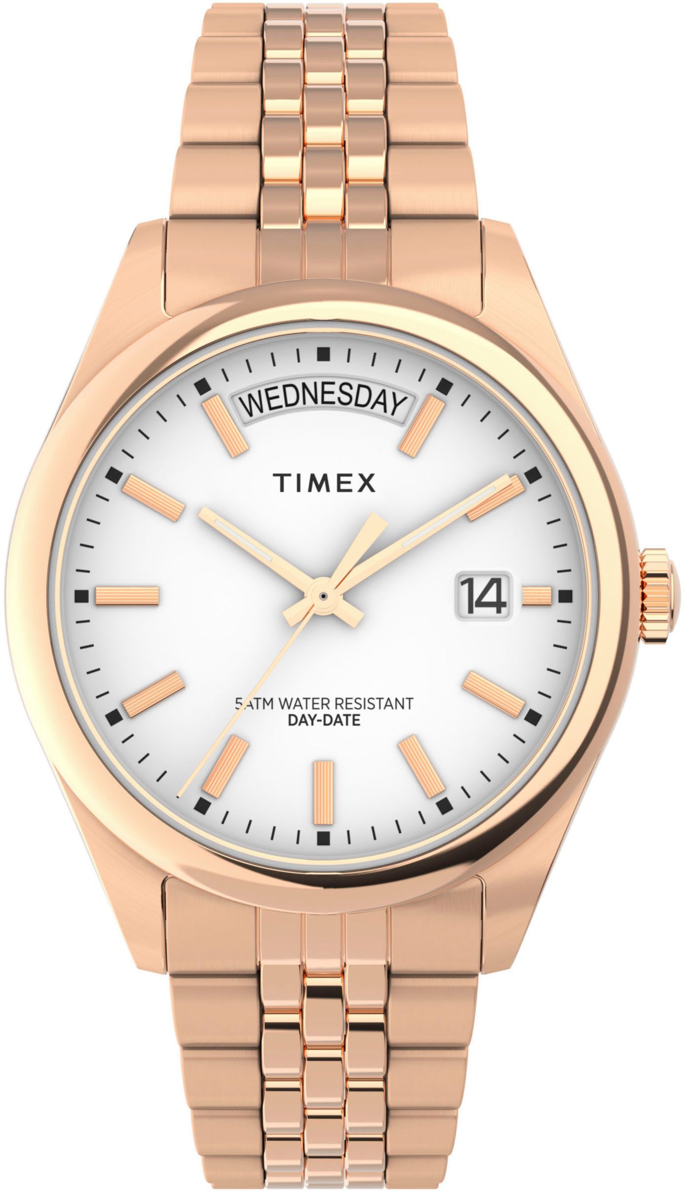 Timex Kwartshorloge Legacy Horloge, herenhorloge, dameshorloge, unisex, datum, lichtgevende wijzers dames quartz horloges goud(kleur)
