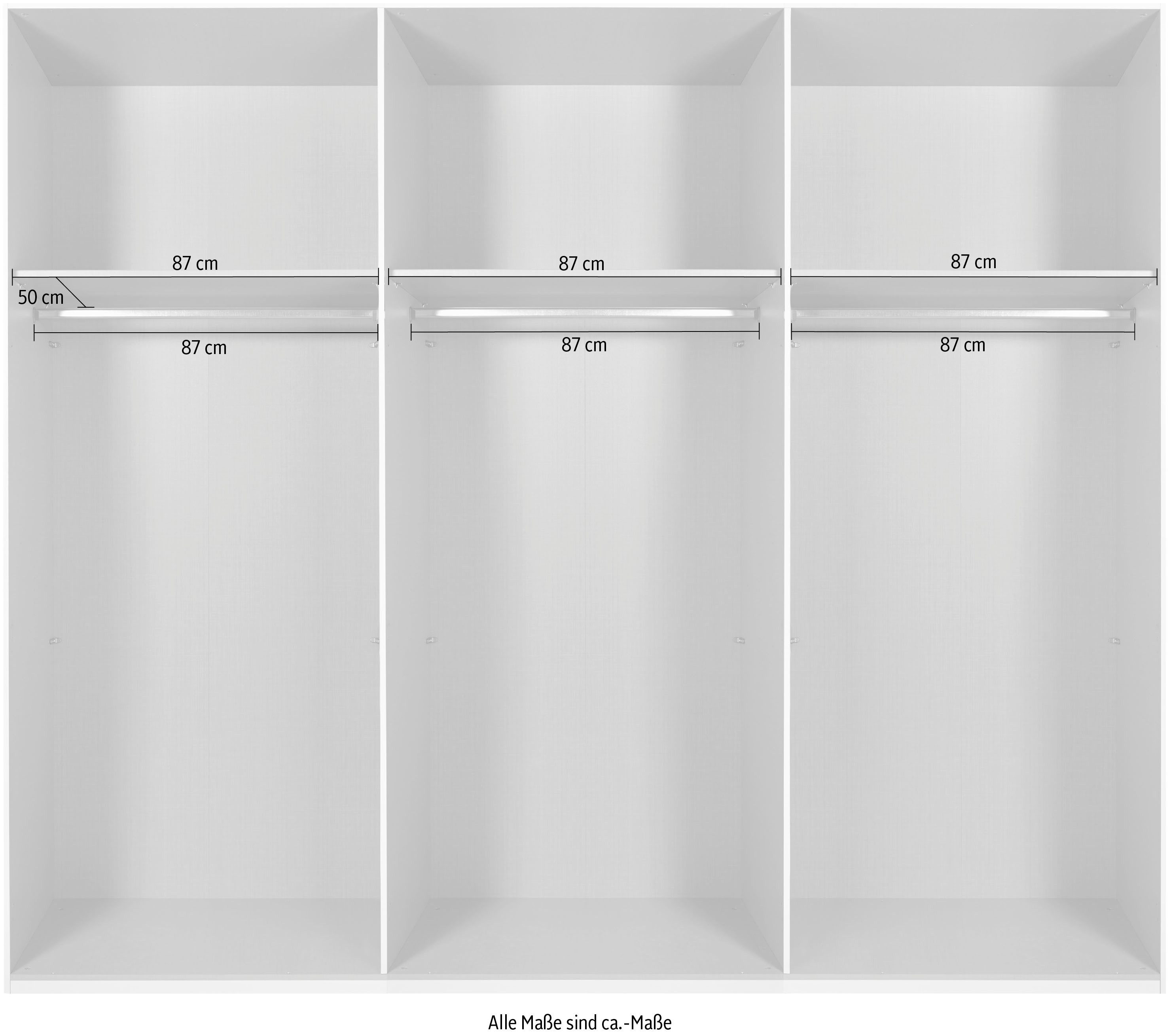 Wimex Schuifdeurkast Easy Plus, kledingkast Made in Germany met glazen inzet/ rookglas, vele breedtes beschikbaar, zwarte handgrepen