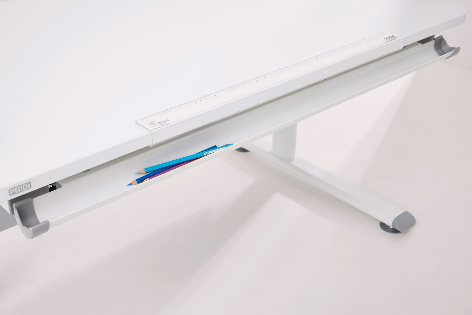 PAIDI Kinderwelten Kinderbureau DIEGO CURVED, leerlingbureau, meegroeiend, ergonomisch stappenloos in hoogte verstelbaar, tafelblad kantelbaar