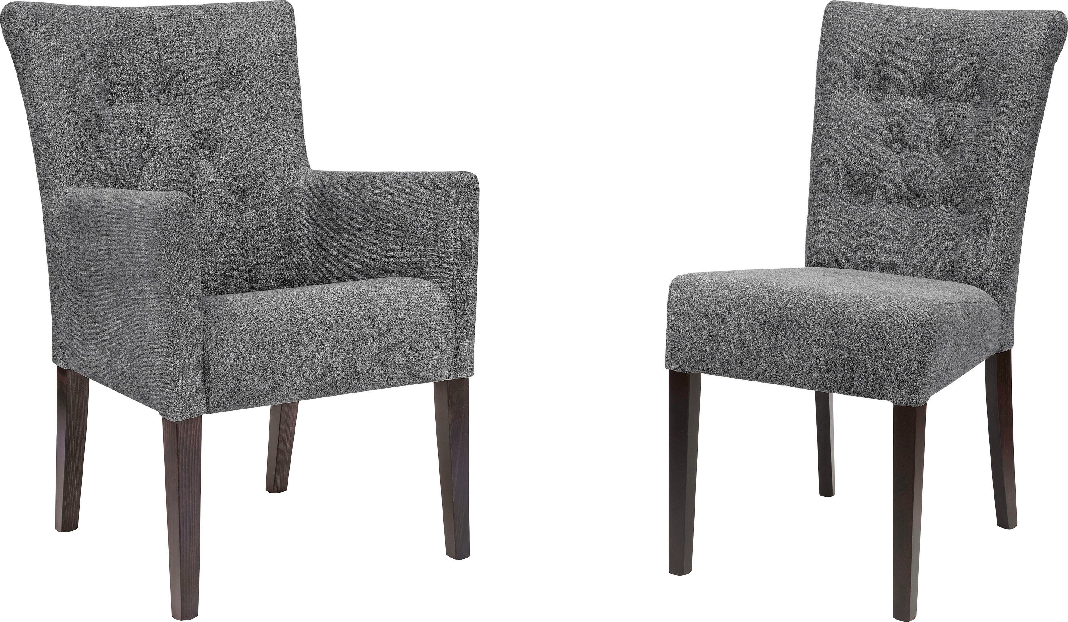 Home affaire Eetkamerstoel Queen BESTSELLER Gestoffeerde stoel met knoopdetails, set van 2, 4 of 6