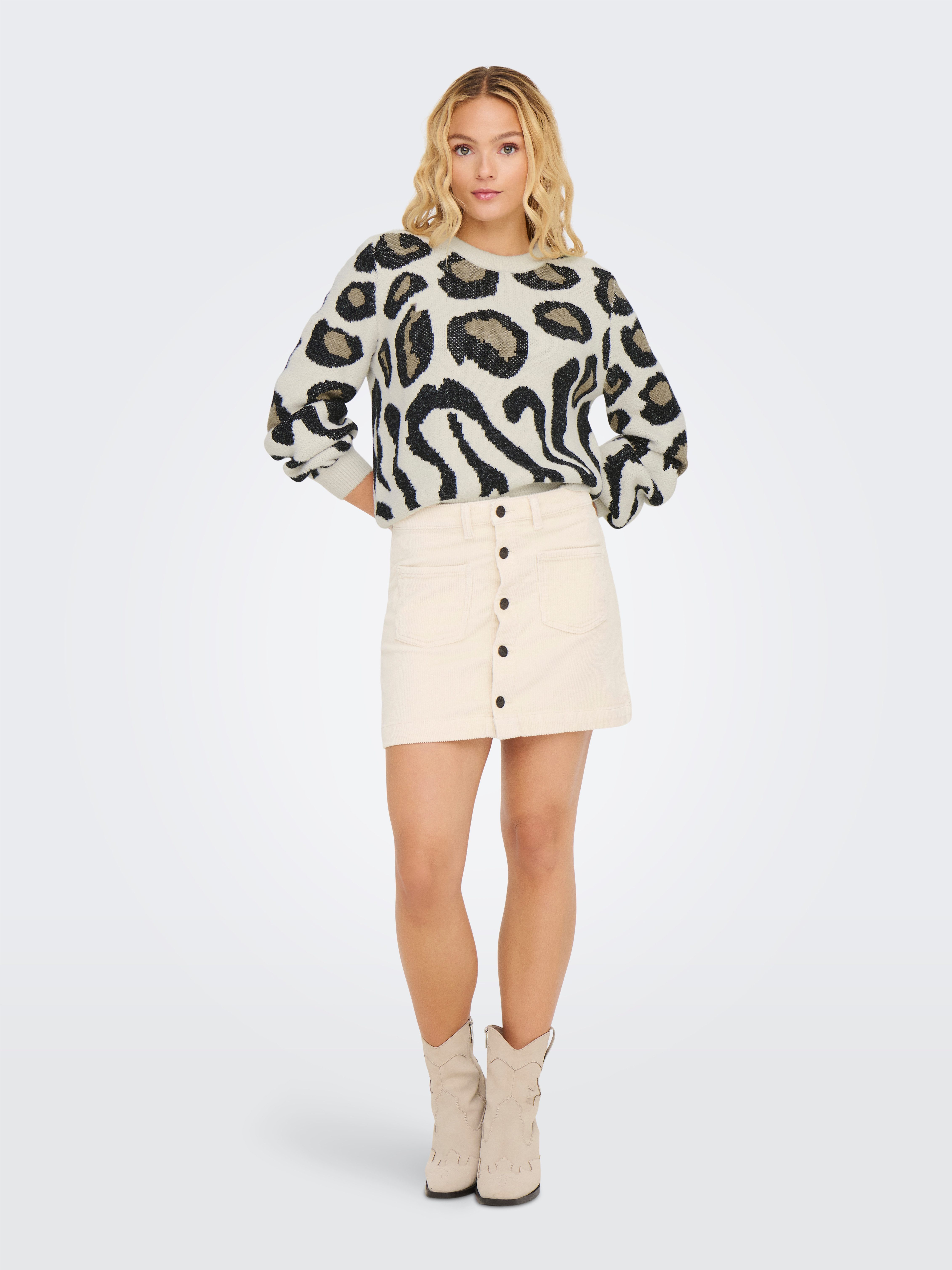 JDY Gebreide trui LORRAINE ANIMAL L S PULLOVER KNT NOOS