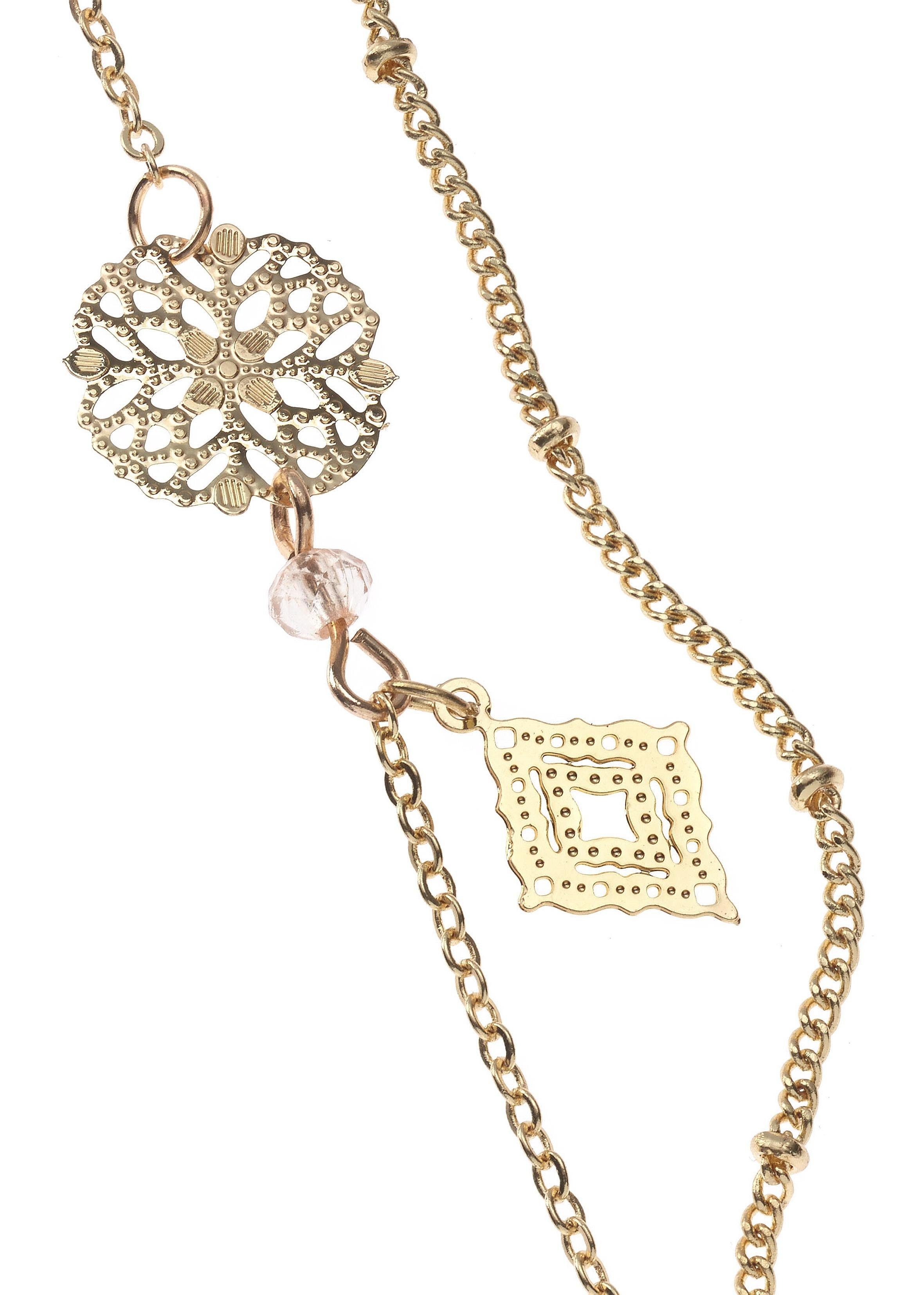 Lascana Lange ketting Laag halsketting, 2 rijen met kunstveren, meerlagige halsketting, halsjuweel