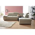 exxpo - sofa fashion hoekbank inclusief hoofd- resp. verstelbare rugleuning, naar keuze met slaapfunctie en bedkist beige