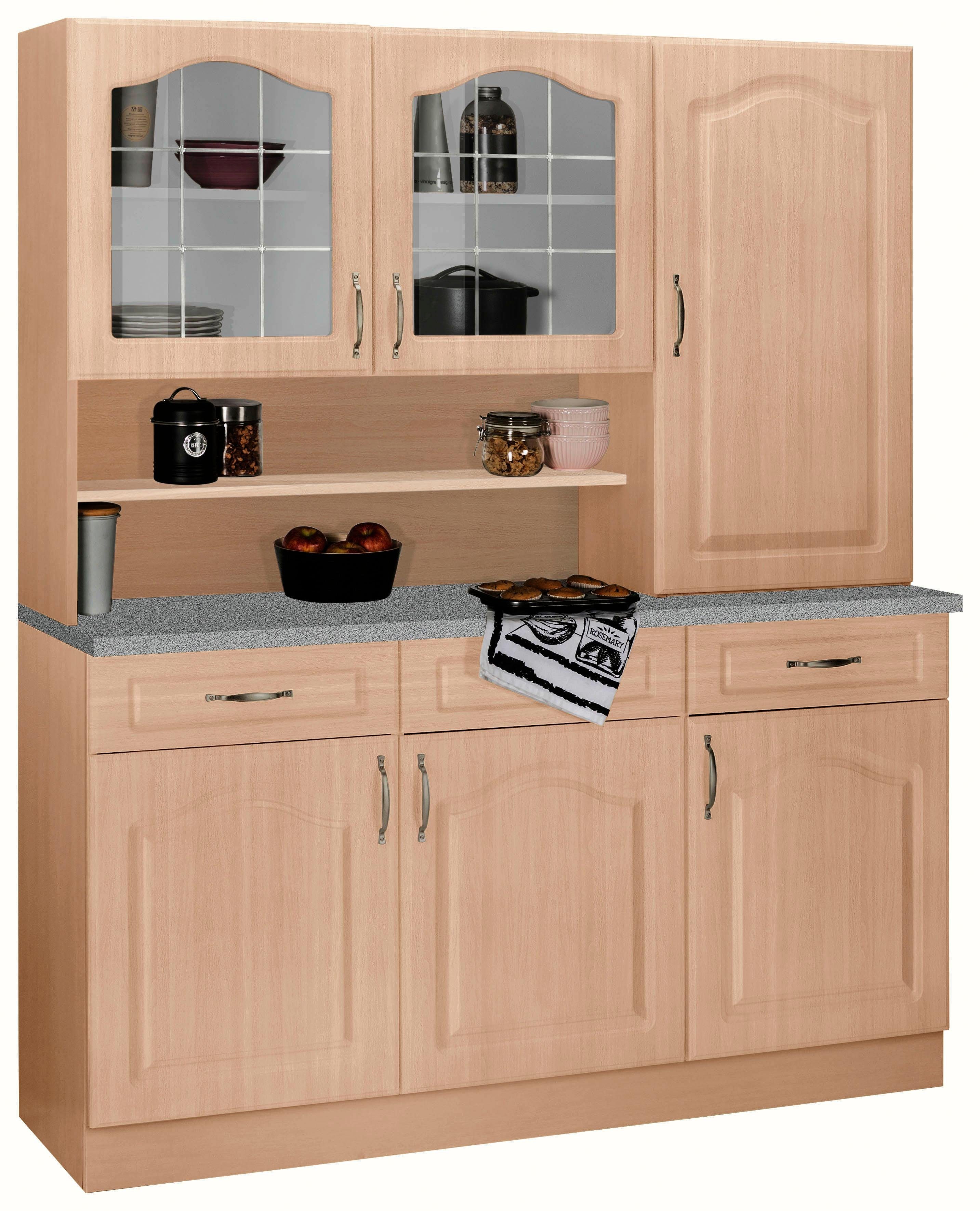 wiho Küchen Keukenbuffet Linz 150 cm breed, in landhuisstijl voorraadkasten beige