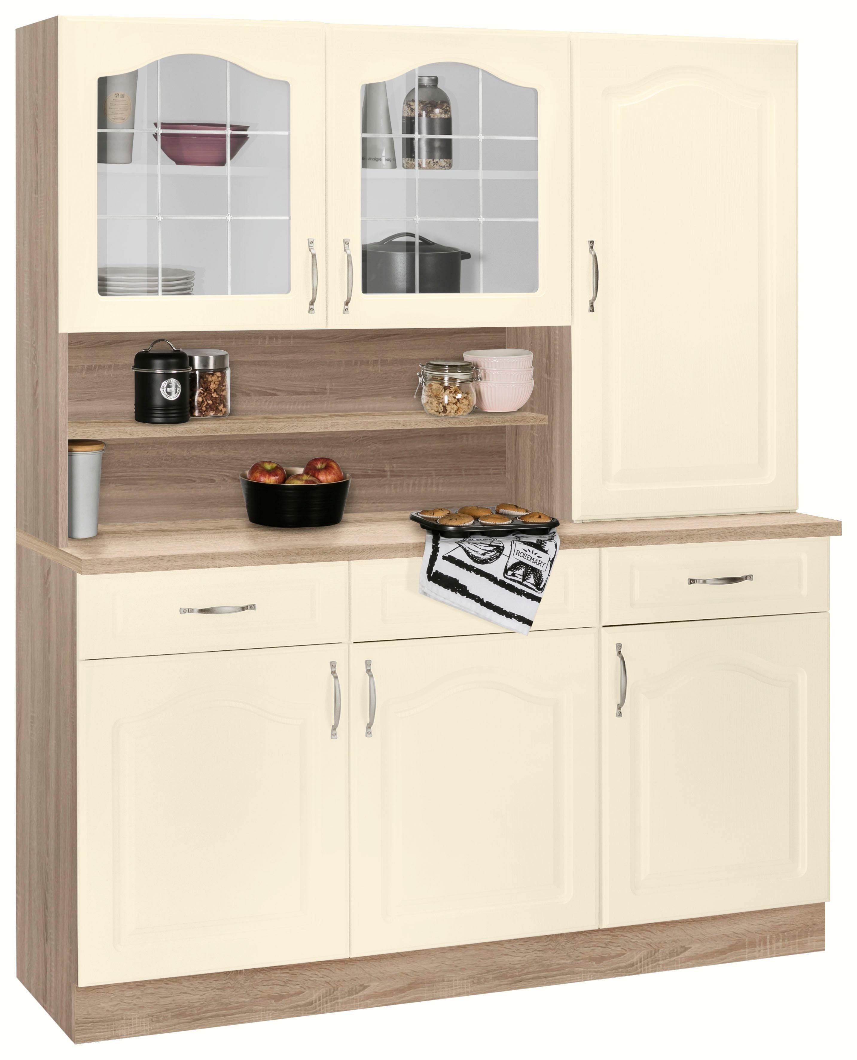 wiho Küchen Keukenbuffet Linz 150 cm breed, in landhuisstijl voorraadkasten geel