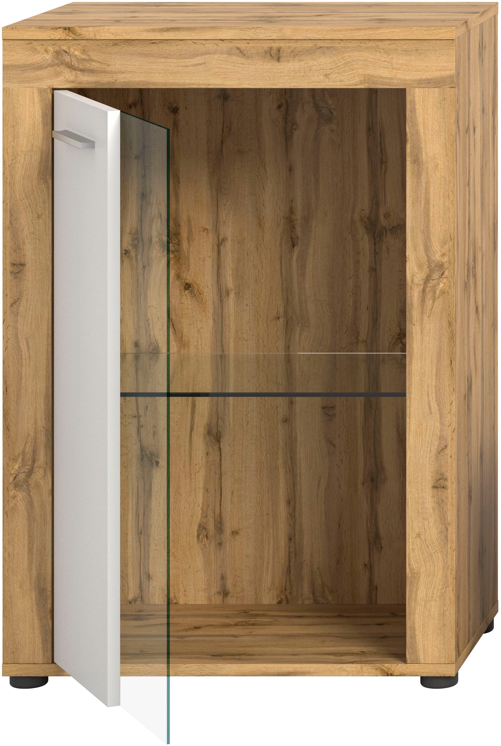 INOSIGN Vitrinekast Aosta, breedte 60 cm, staand of hangend, in verschillende kleuren Deurafdichting verwisselbaar, 1 glazen inlegvloer, hangvitrine, staande vitrine