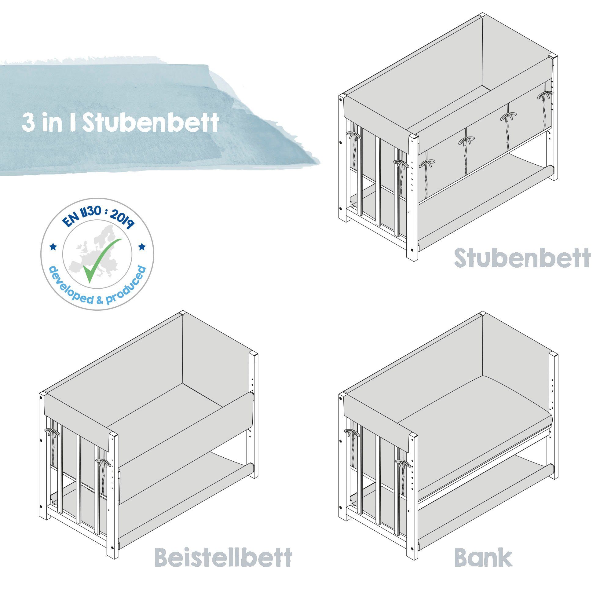 Roba® Wieg 3-in-1, Nijntje, wit tot bed of bank om te bouwen, ligoppervlak in hoogte verstelbaar