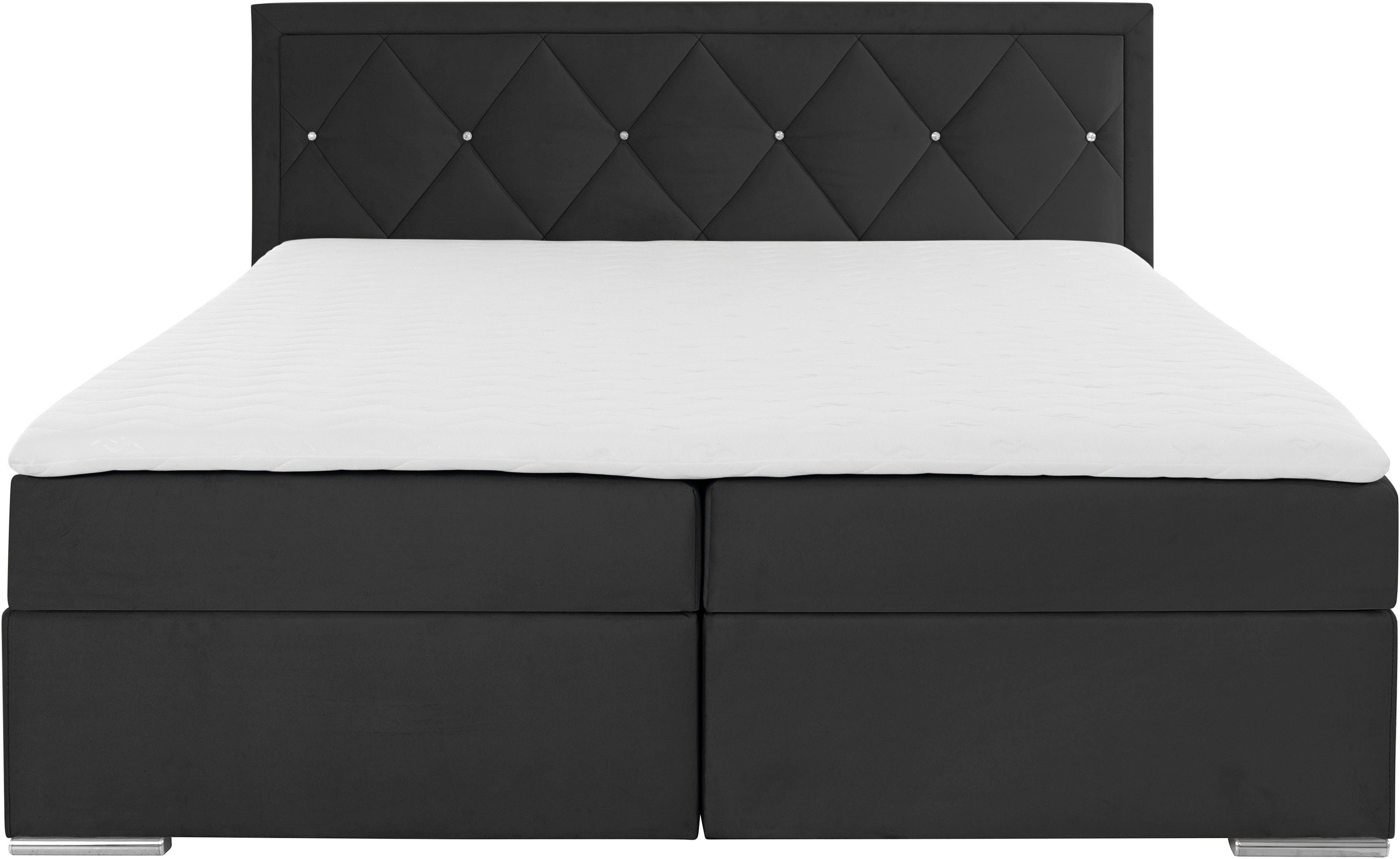 Leonique Boxspring Alfie, bestseller, optioneel met bedlade met strassteentjes in het hoofdbord, h2, h3 en h4 ter keuze