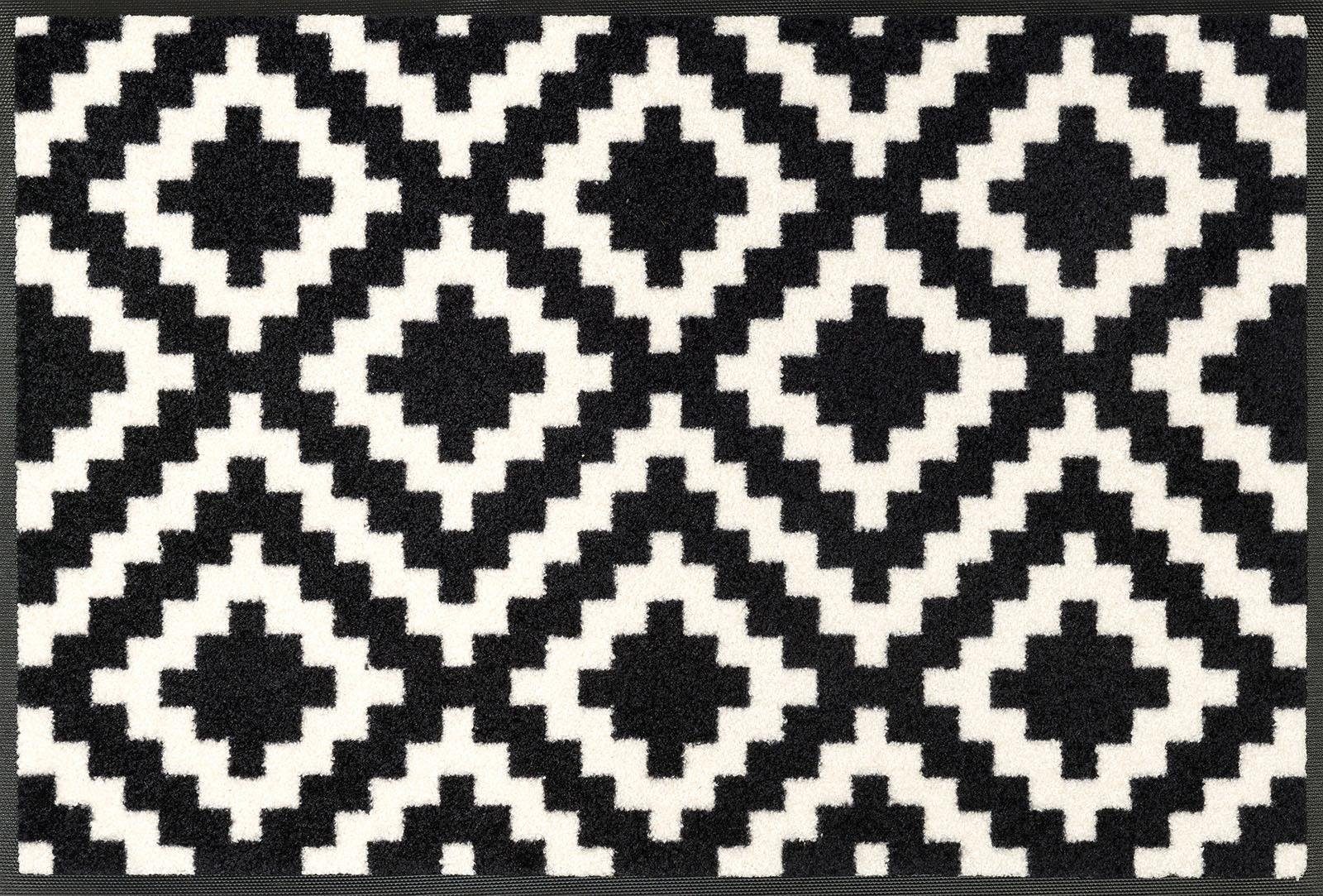 wash+dry by Kleen-Tex Mat Kalmar Inloopmat, antislip, wasbaar deurmatten maat 50x75 cm zwart