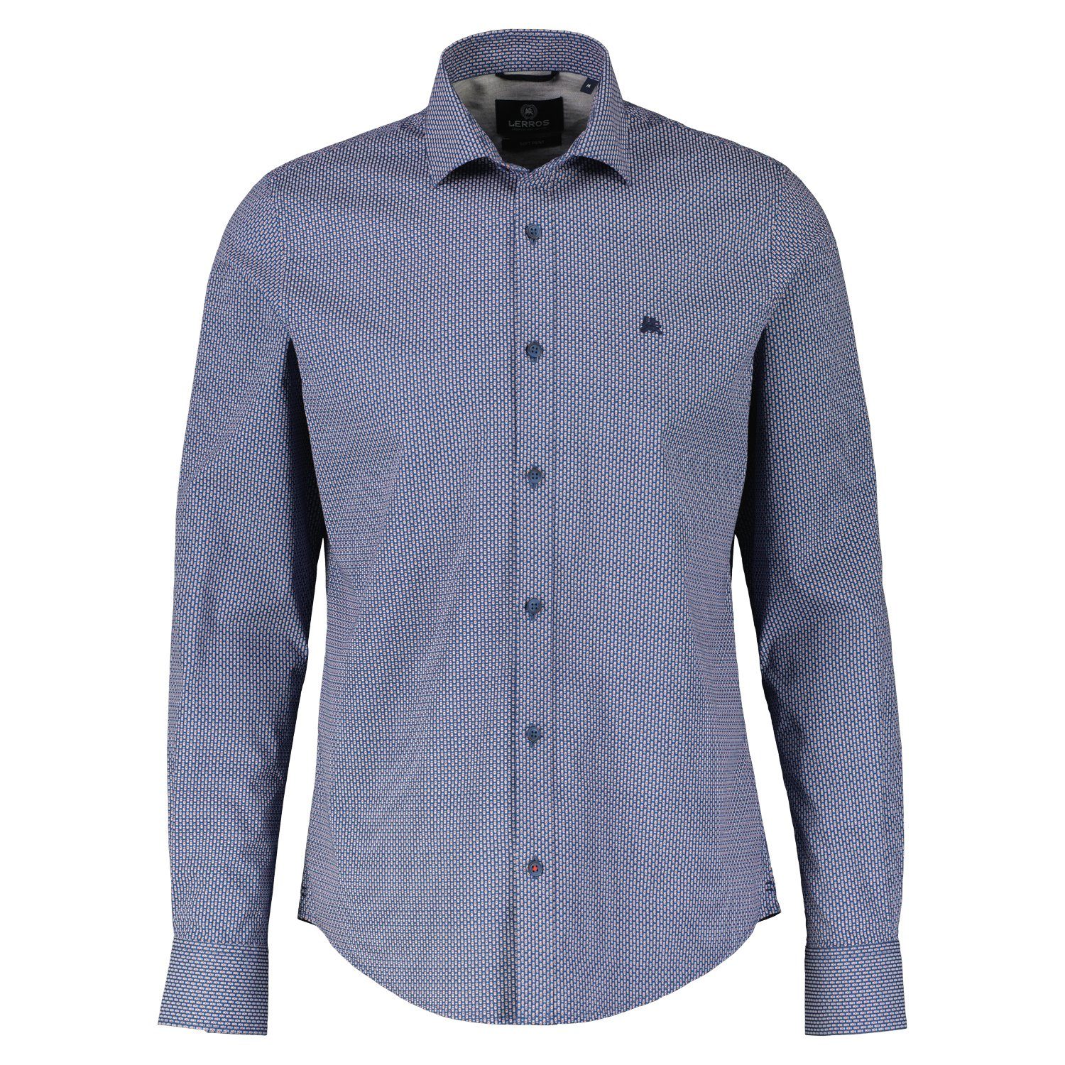 LERROS regular fit overhemd met all over print storm blue