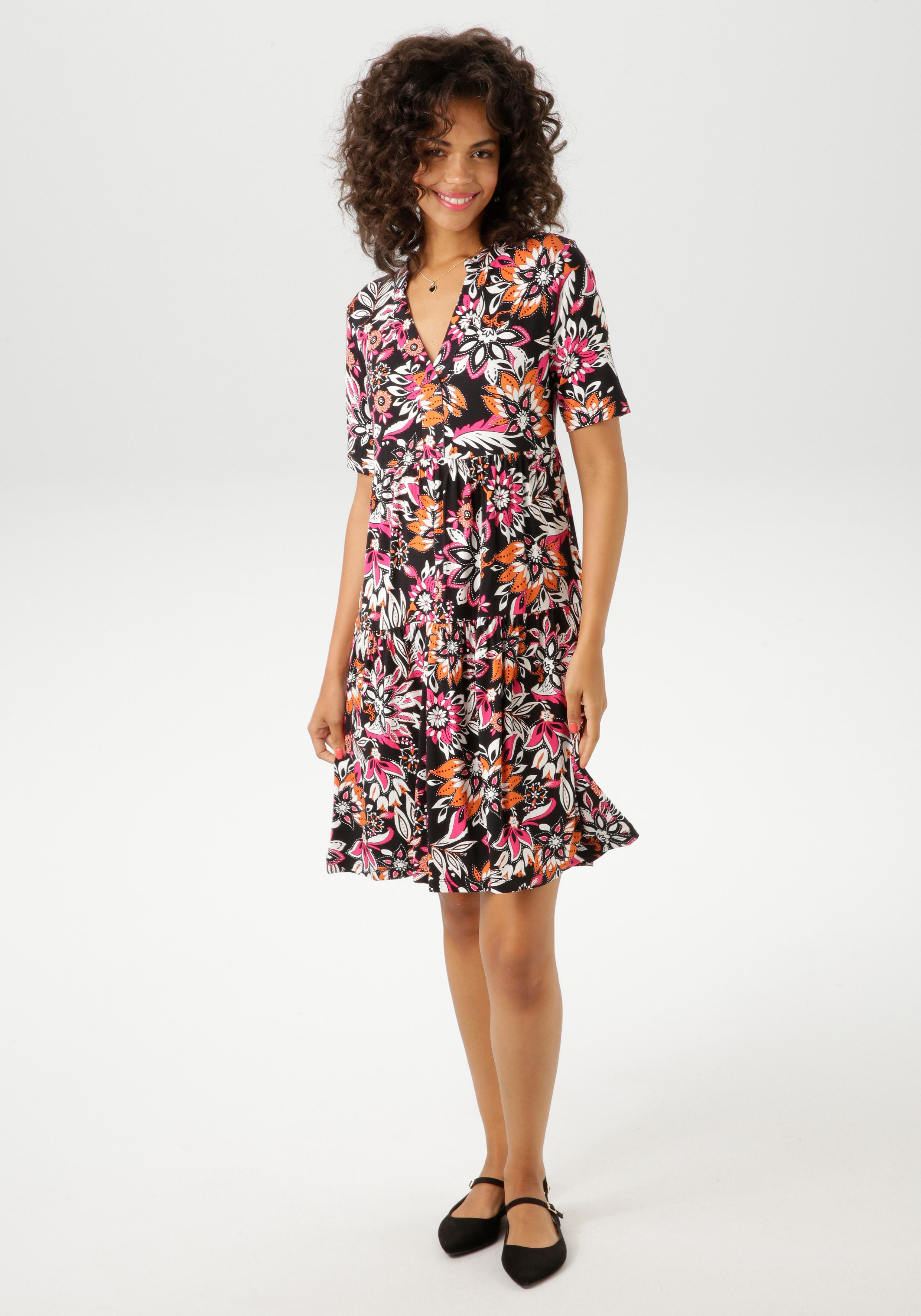 Aniston CASUAL Zomerjurk met extravagante bloemenprint - elk stuk is uniek - nieuwe collectie