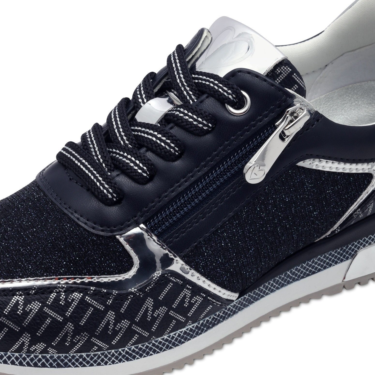 Marco Tozzi Sneakers met sleehak , vrijetijdsschoen, halfschoen, veterschoen met logo-print