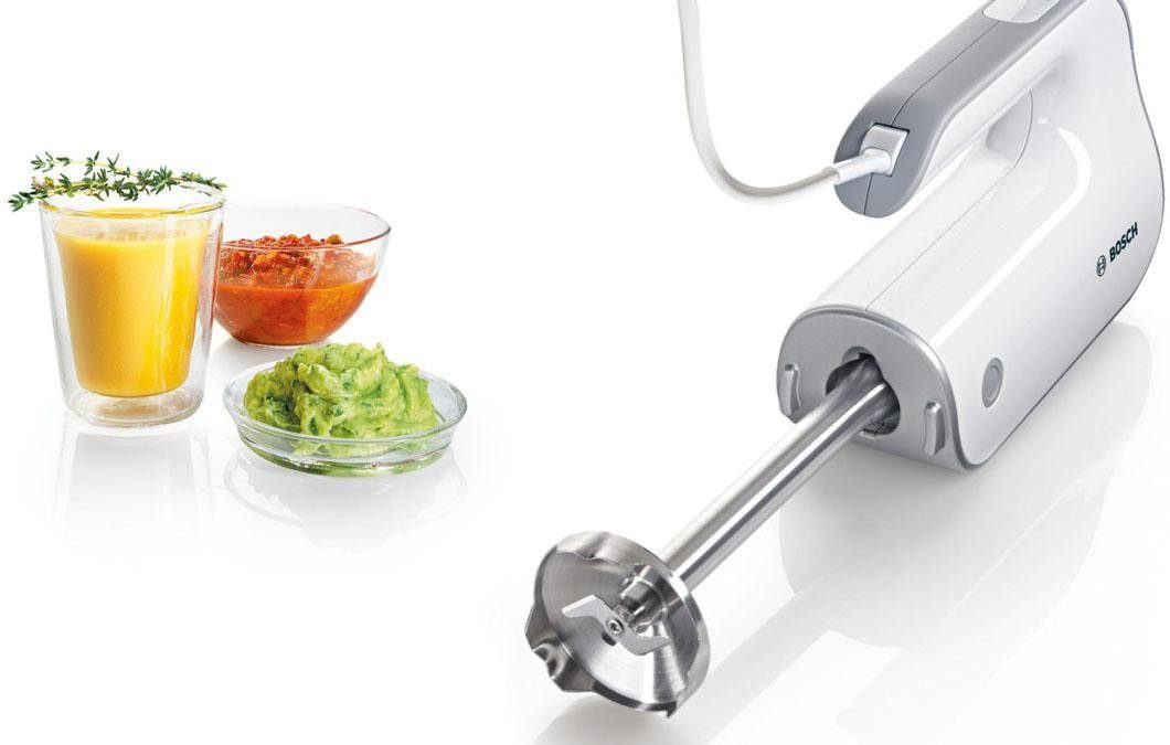 BOSCH Handmixer Styline MFQ4080, roestvrijstalen garde/kneedhaken, mixvoet, 5 standen, wit