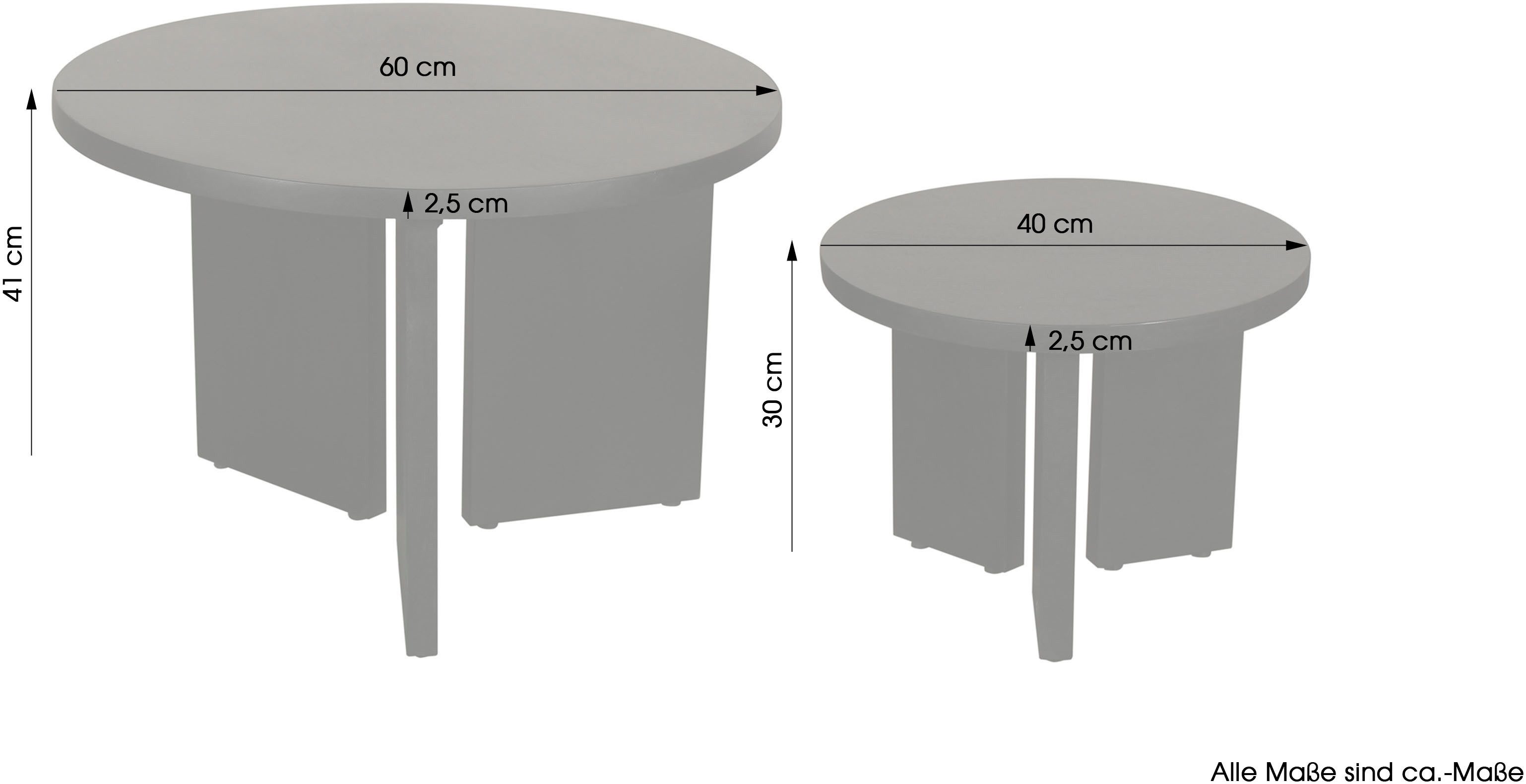 byLIVING Salontafel Round uit 2,5 cm dik massief hout zwart, afzonderlijk of in set verstelbaar (set)
