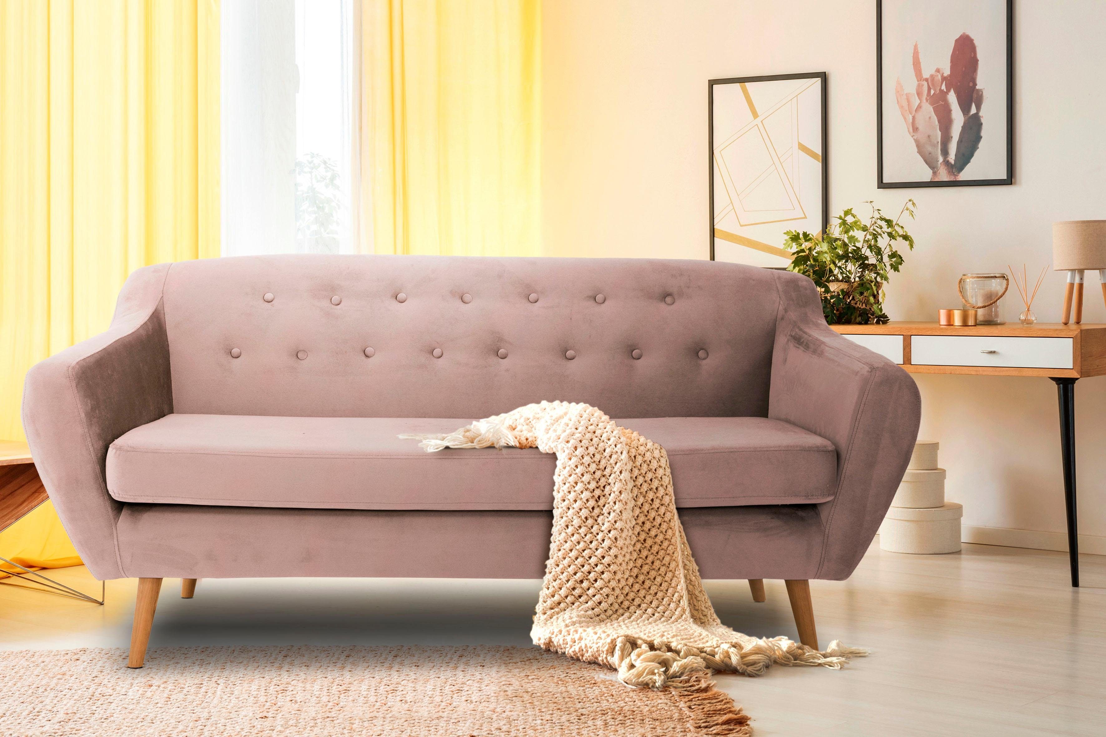 andas 3-zitsbank Hol met capitonnage achter in scandinavische stijl