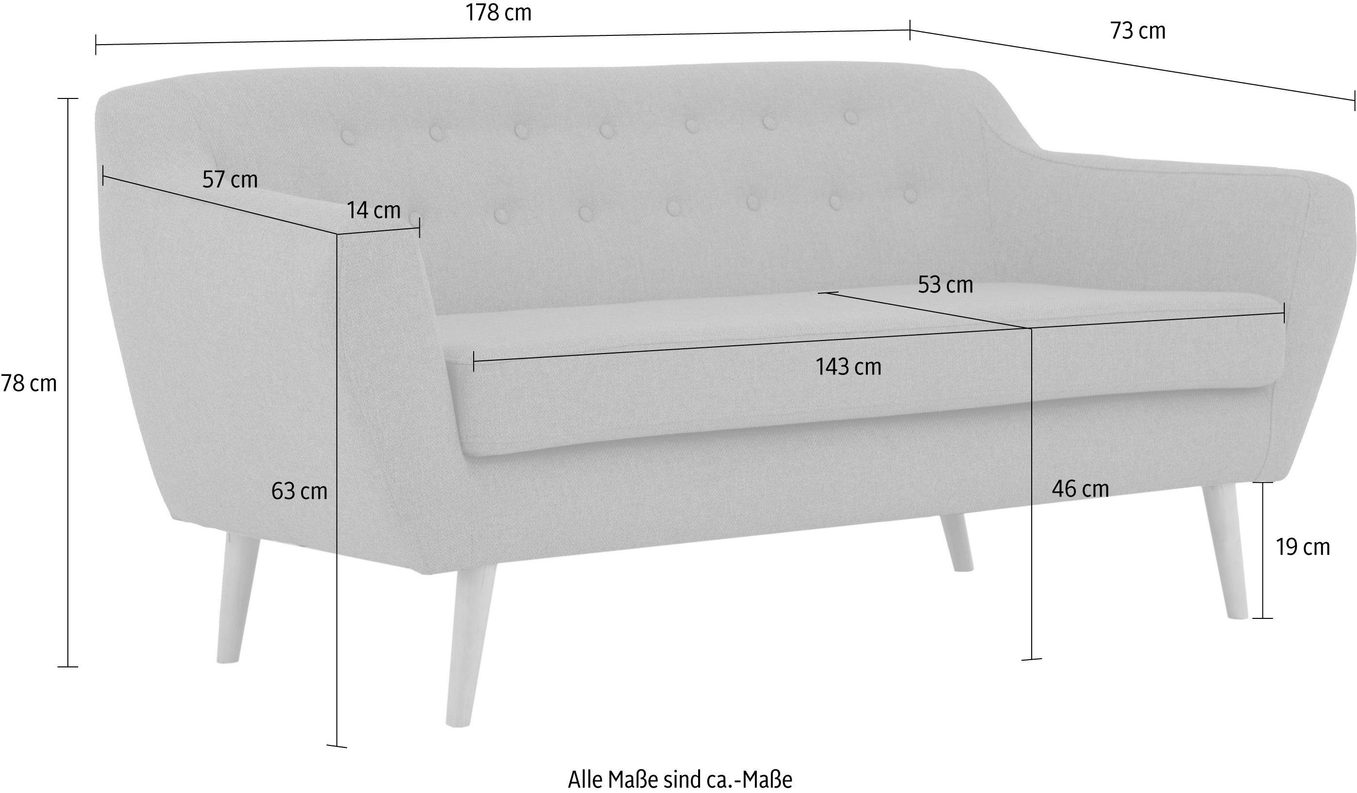 andas 3-zitsbank Hol met capitonnage achter in scandinavische stijl