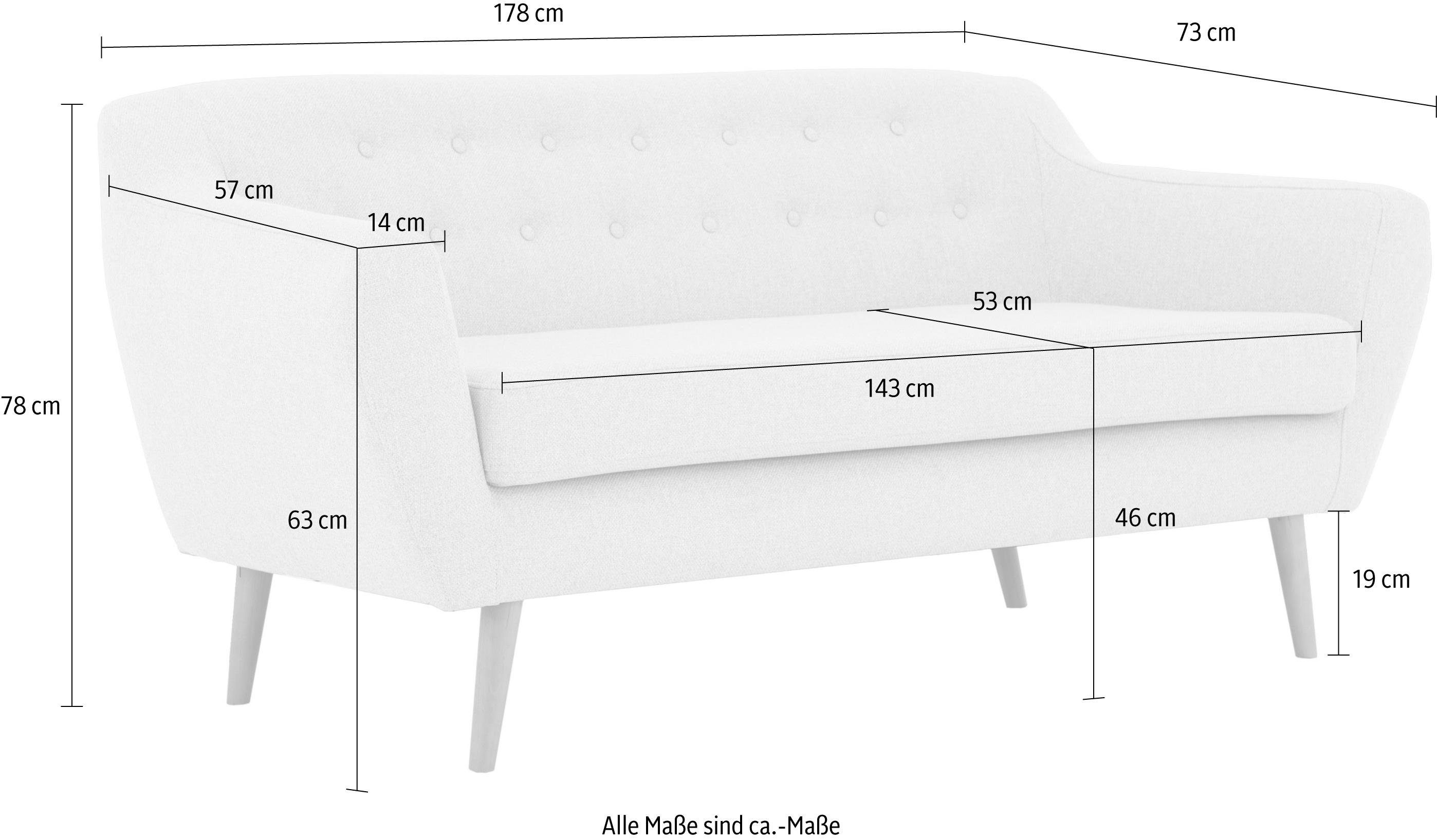andas 3-zitsbank Hol met capitonnage achter in scandinavische stijl