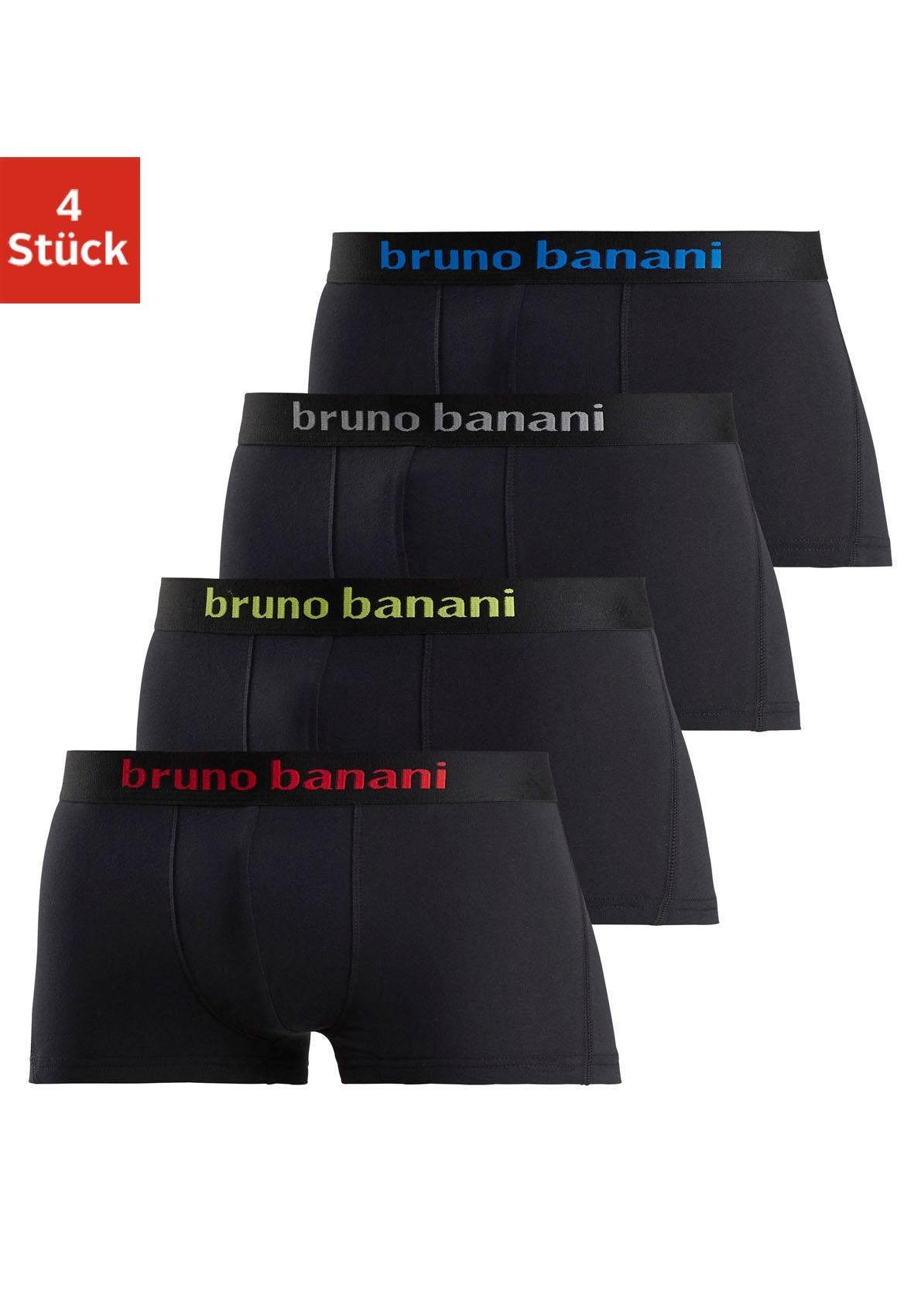 bruno banani boxershort in hipster-model met logo weefband (set, 4 stuks) zwart