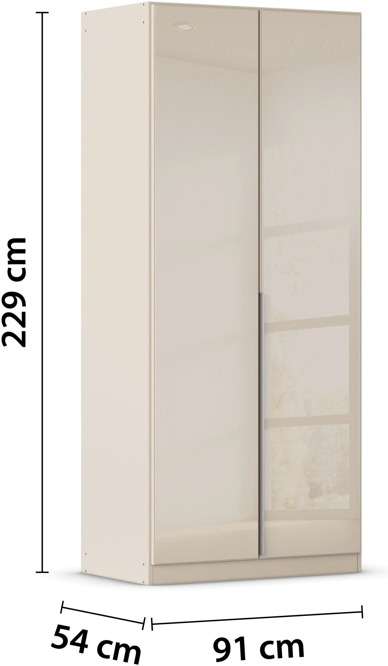 rauch Draaideurkast Kledingkasten kast garderobe AGORDO met glazen front doordachte binnenuitrusting, in 6 breedtes en 2 hoogtes made in germany