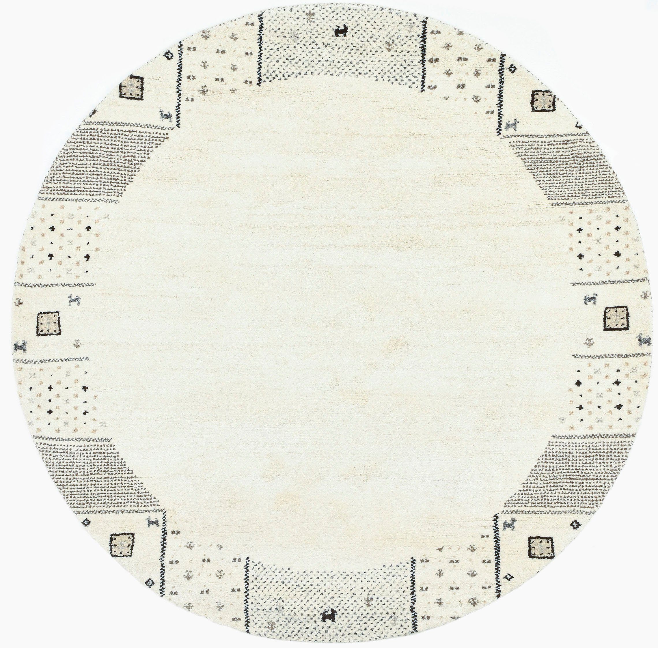 THEKO Wollen kleed Denver 1999 zuivere wol, gabbeh-design, met de hand geknoopt, met randdessin
