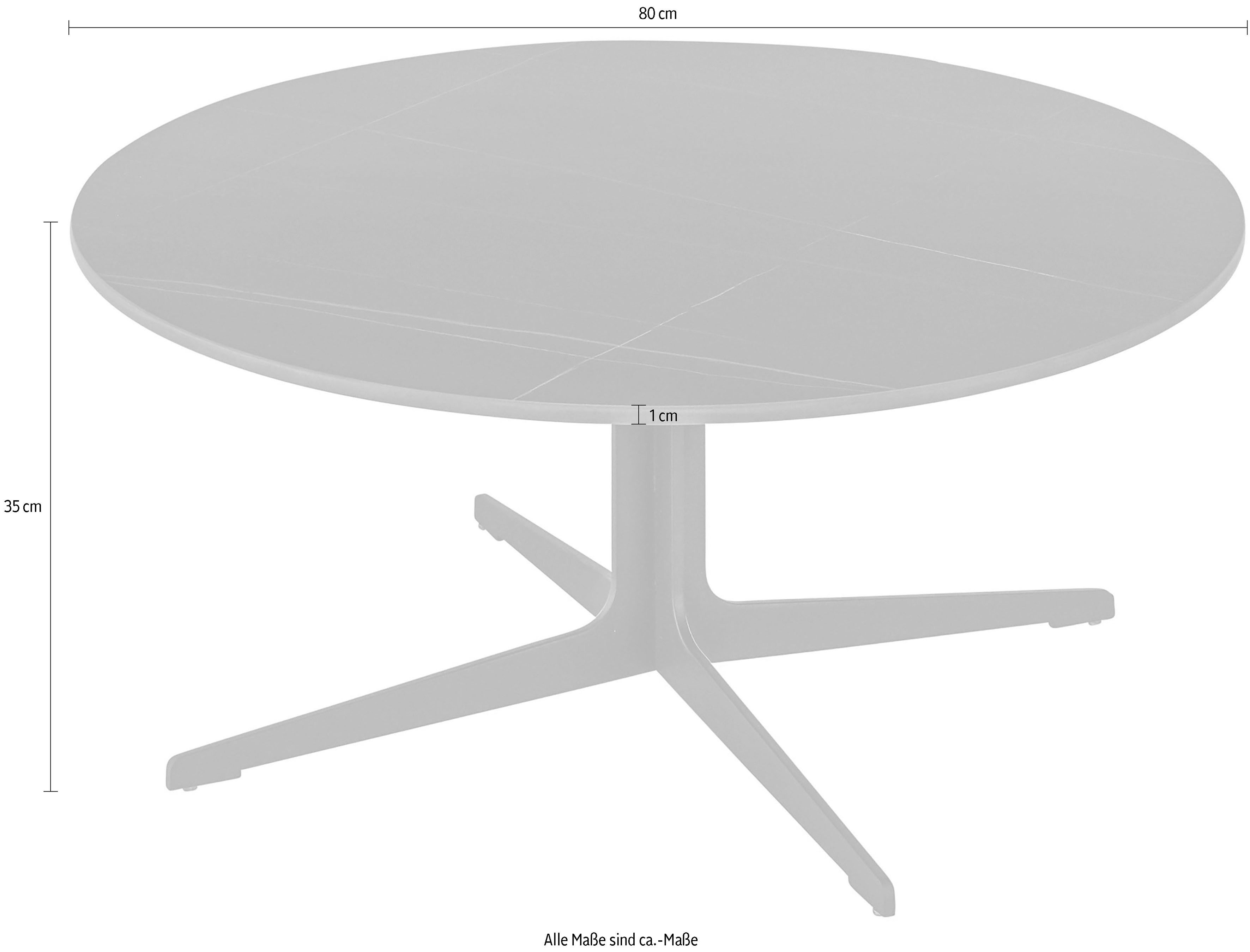 Stolkom Salontafel LENA rond zwart keramiek, tafel met zwart onderstel