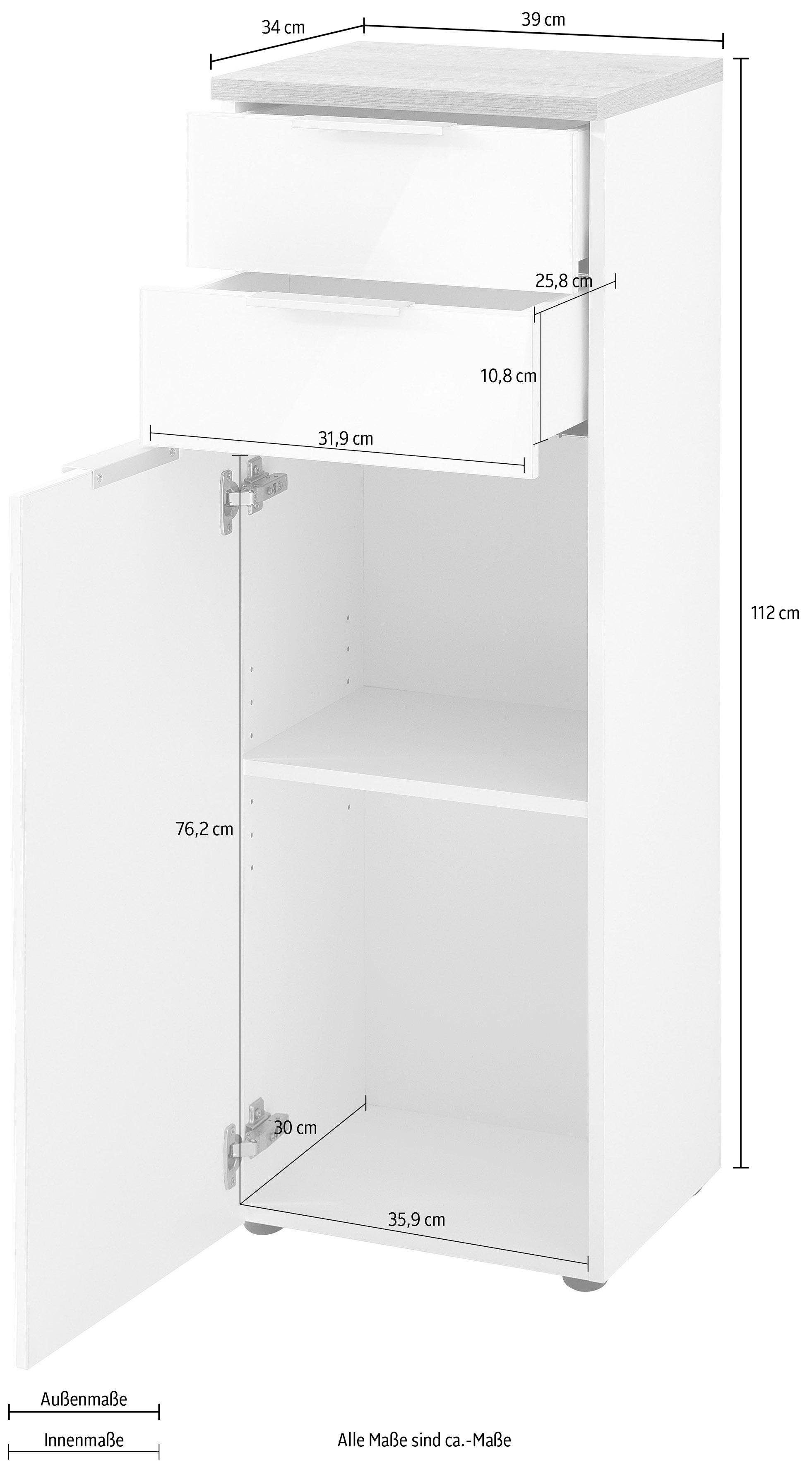 GERMANIA Halfhoge kast Pescara Front met glasondersteuning