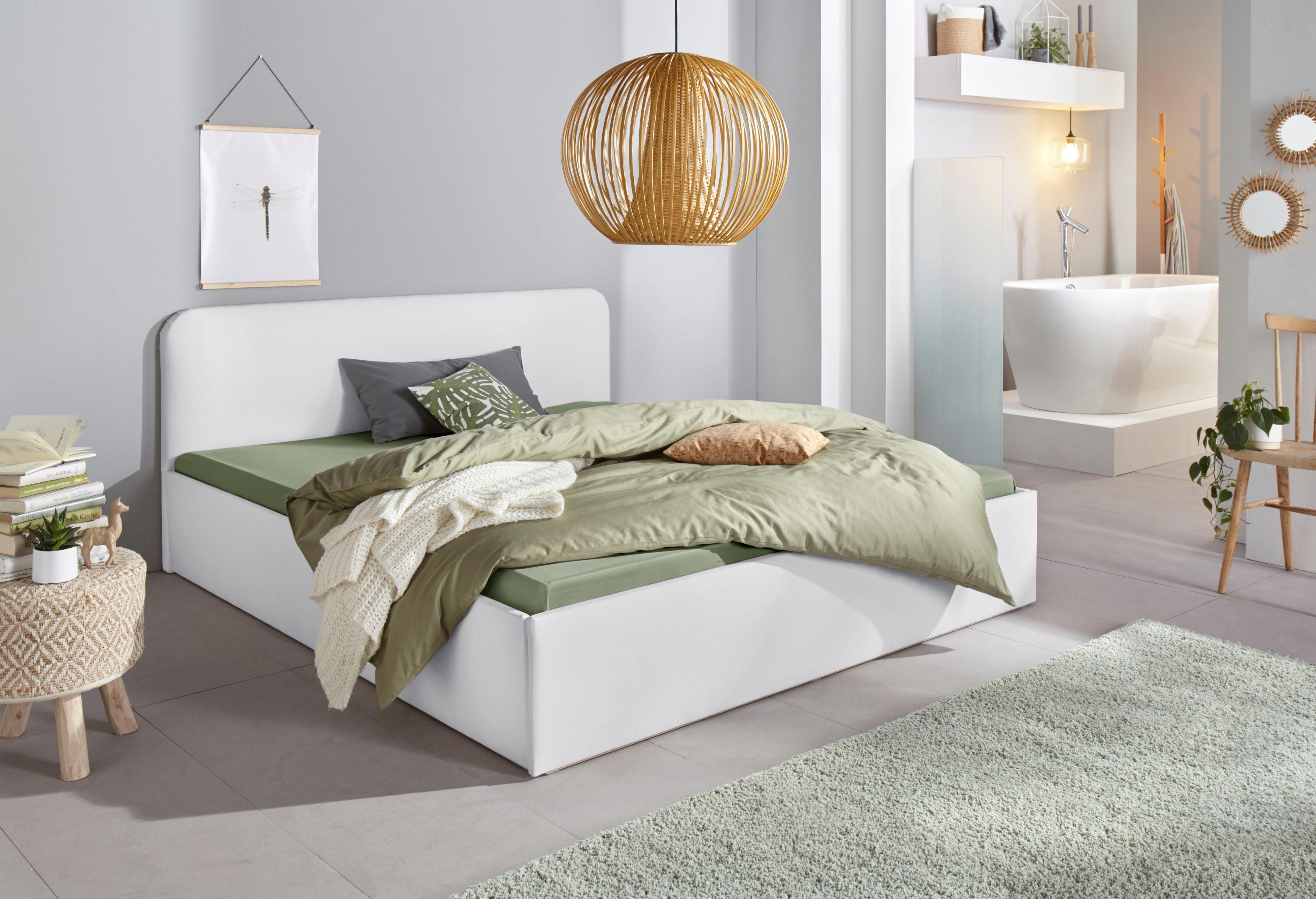 Westfalia Polsterbetten Gestoffeerd bed met bedkist bij uitvoering met matras bedden maat 210 cm x 210 cm x 42 cm wit