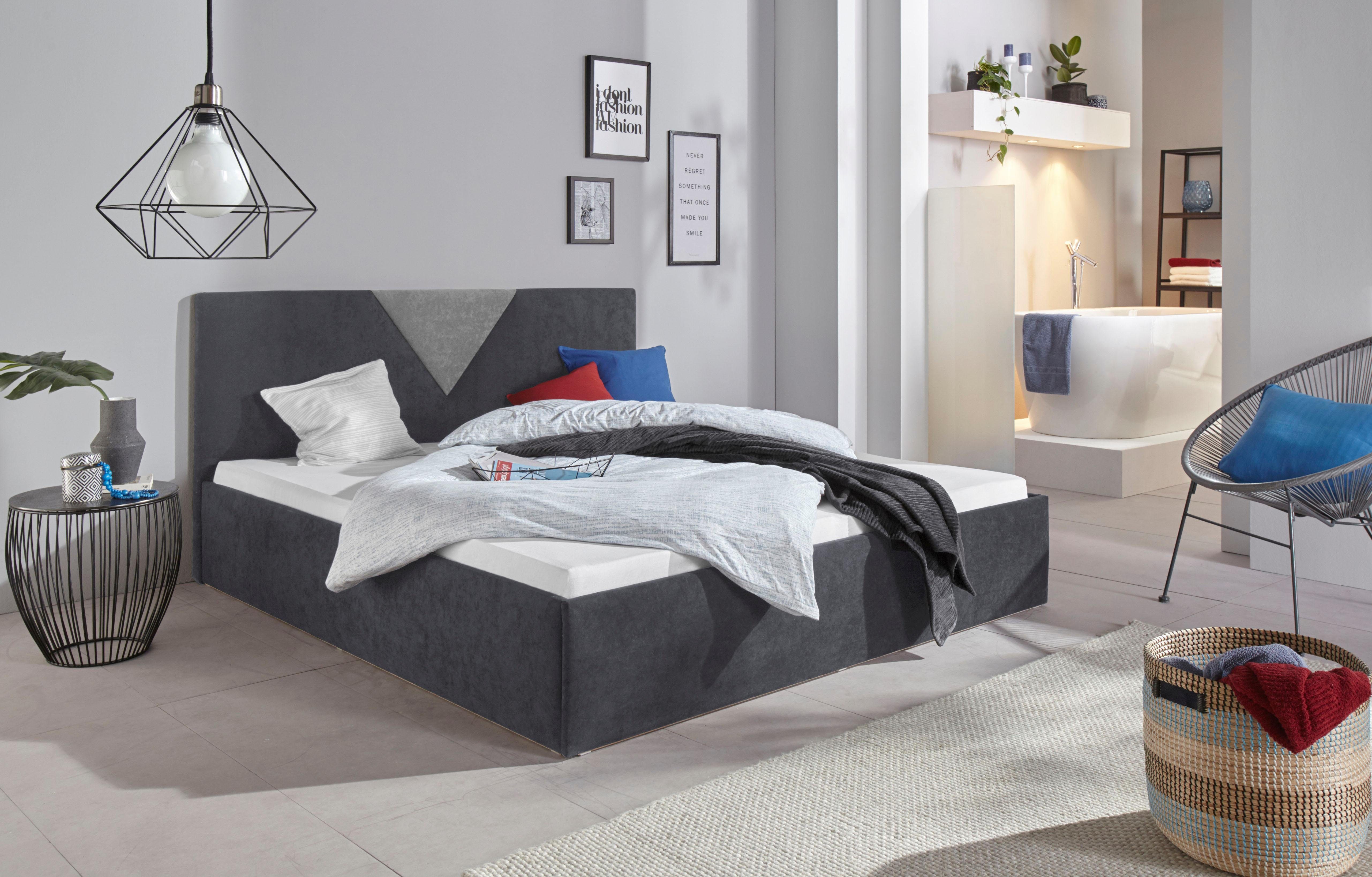 Westfalia Polsterbetten Gestoffeerd bed Malibu met bedkist bij uitvoering met matras bedden maat 172 cm x 212 cm x 34 cm grijs