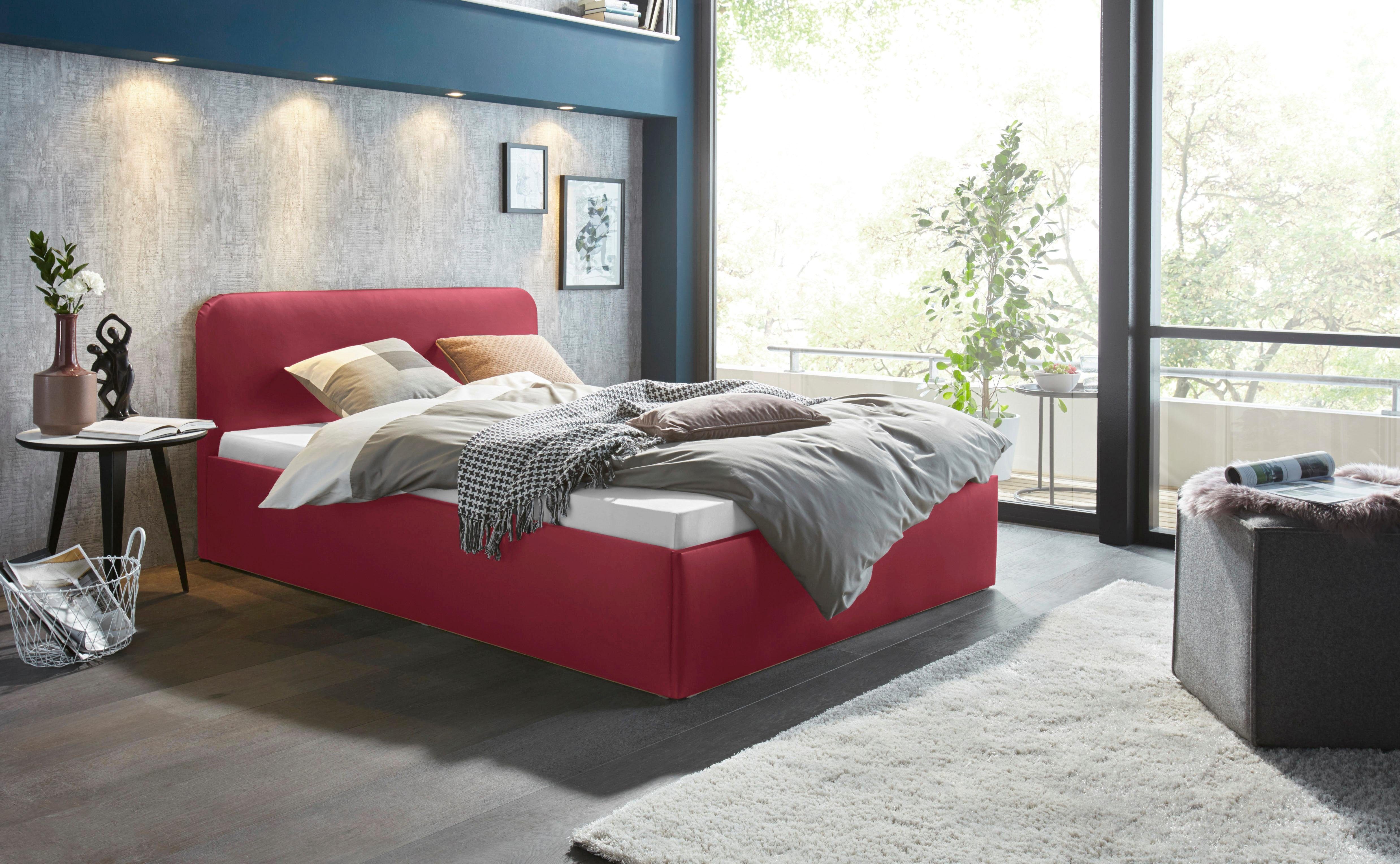 Westfalia Polsterbetten Gestoffeerd bed met bedkist bij uitvoering met matras bedden maat 150 cm x 210 cm x 34 cm rood