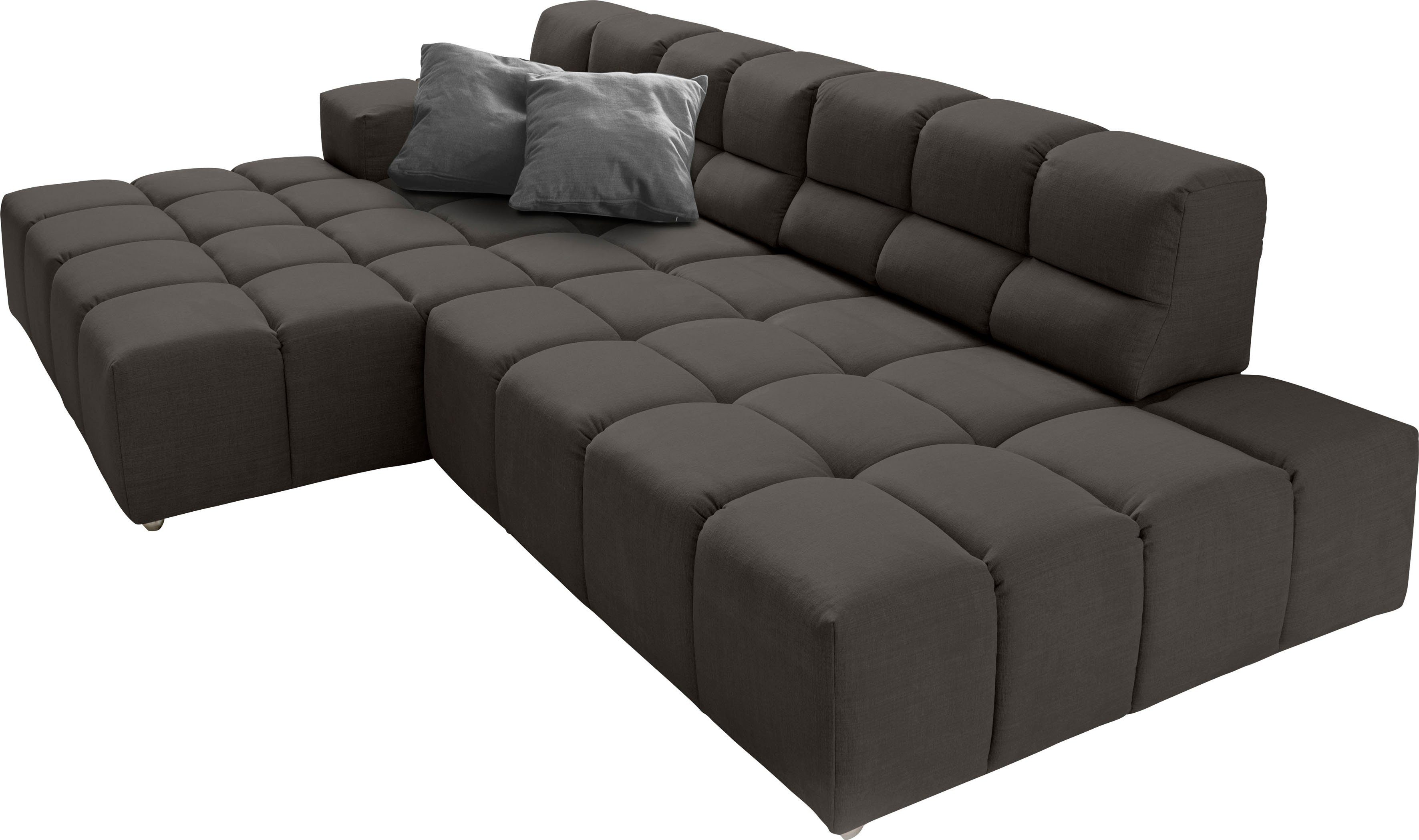 designwerk Hoekbank Temple L-vorm, geweldig ontwerpsofa Recamiere links of rechts, met verstelling zitdiepte